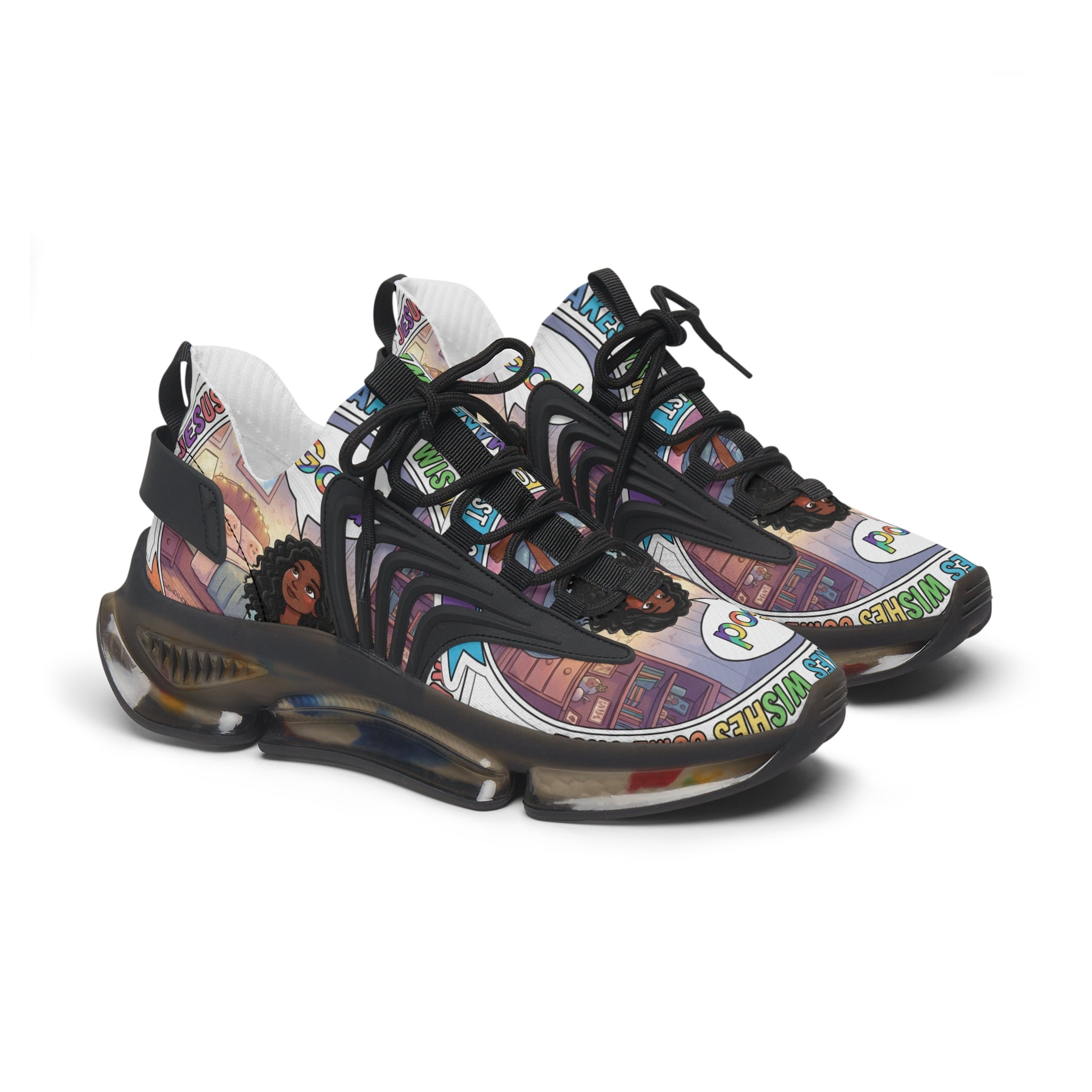 Women's Mesh Sneakers — " Jesus Christ Makes Wishes Come True " Graphic Athletic Shoes