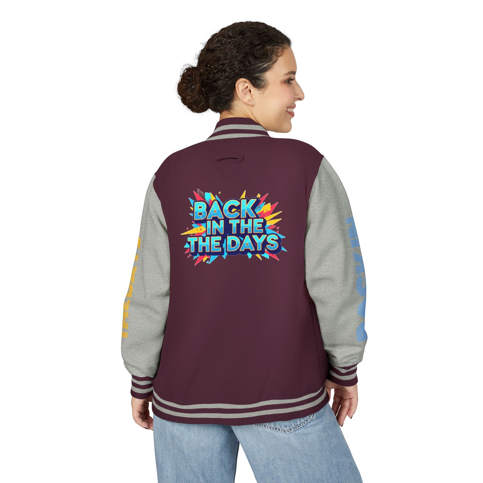 Letterman Jacket — "Back in the Days" Retro Graphic Bomber