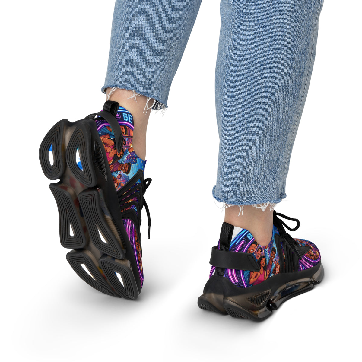 Women’s Mesh Sneakers — Colorful 'Be Young Of Hearts of the Night' Graphic Athletic Shoes