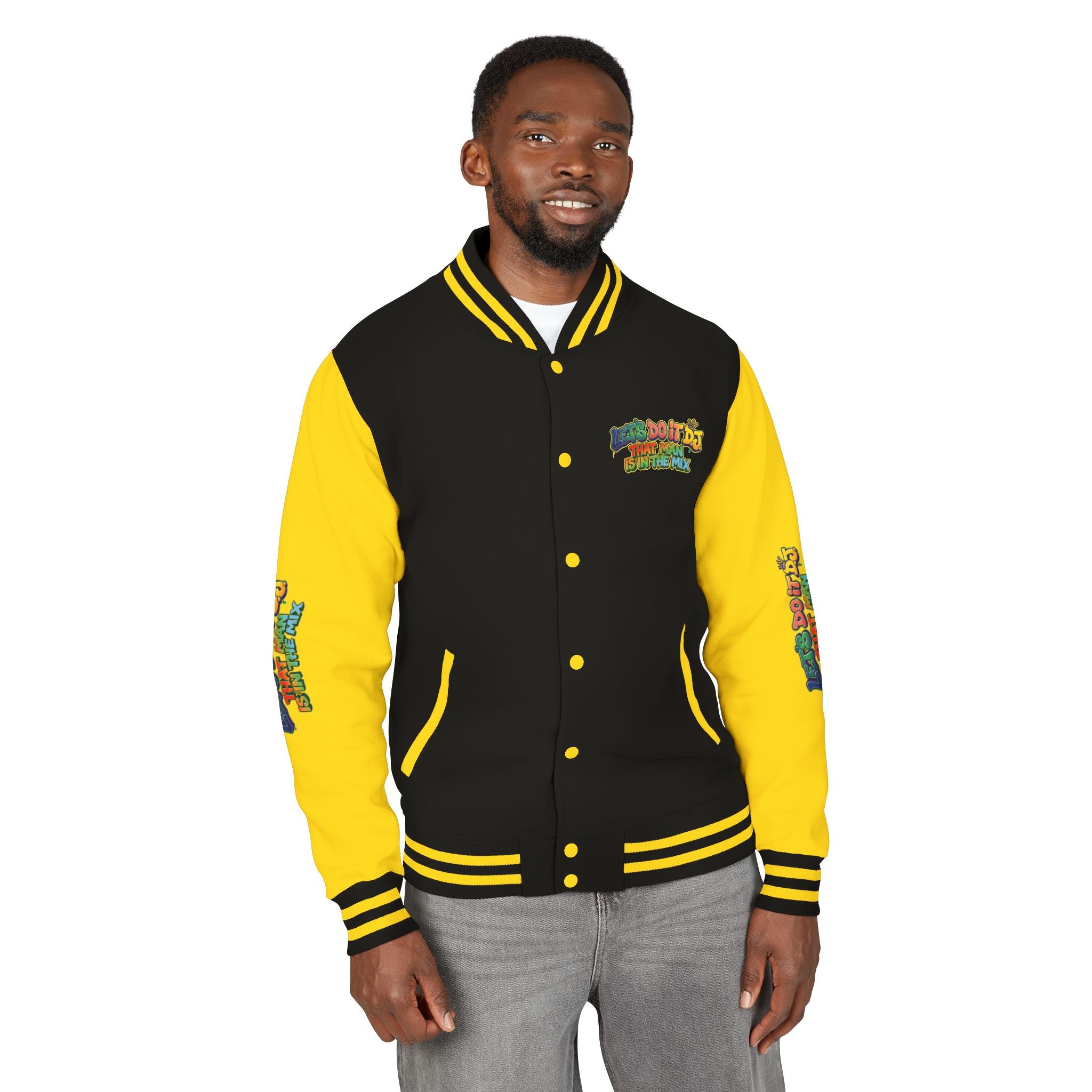 Letterman Jacket — 'Let's Do It' DJ Graphic Varsity Jacket