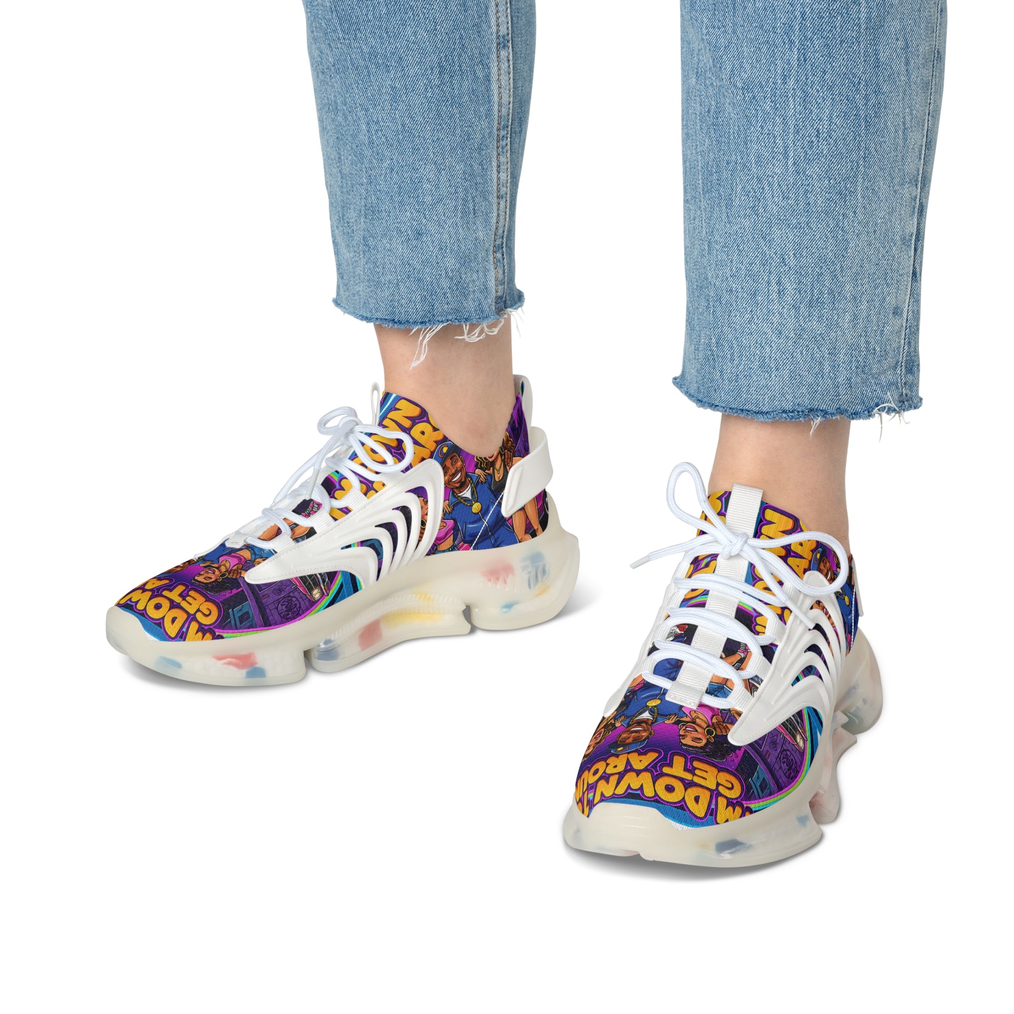 Men's Mesh Sneakers — Colorful 'Get Around' Graphic Athletic Shoes for men's