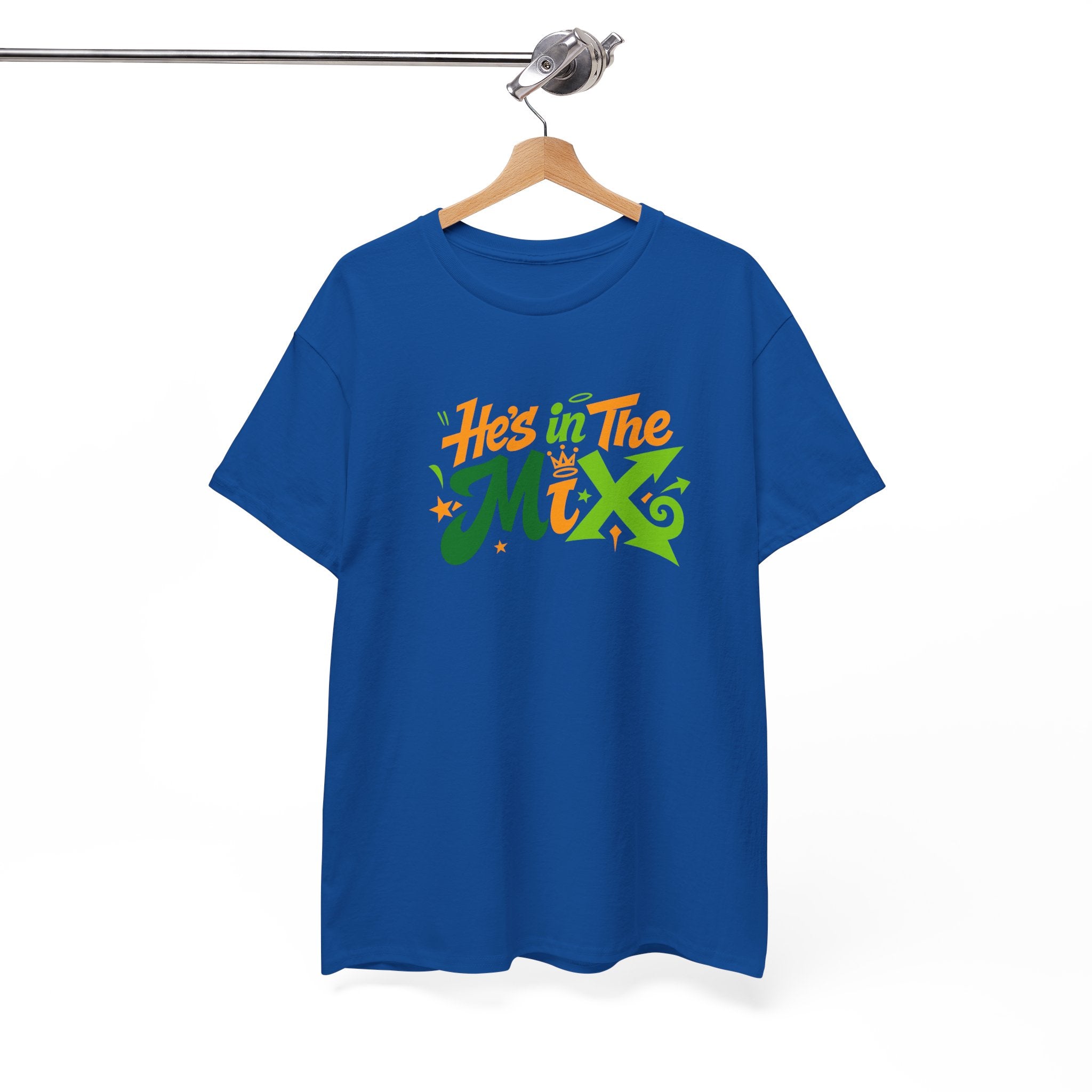 "He's in the Mix" T-Shirt — Retro Green & Orange DJ/Music Tee