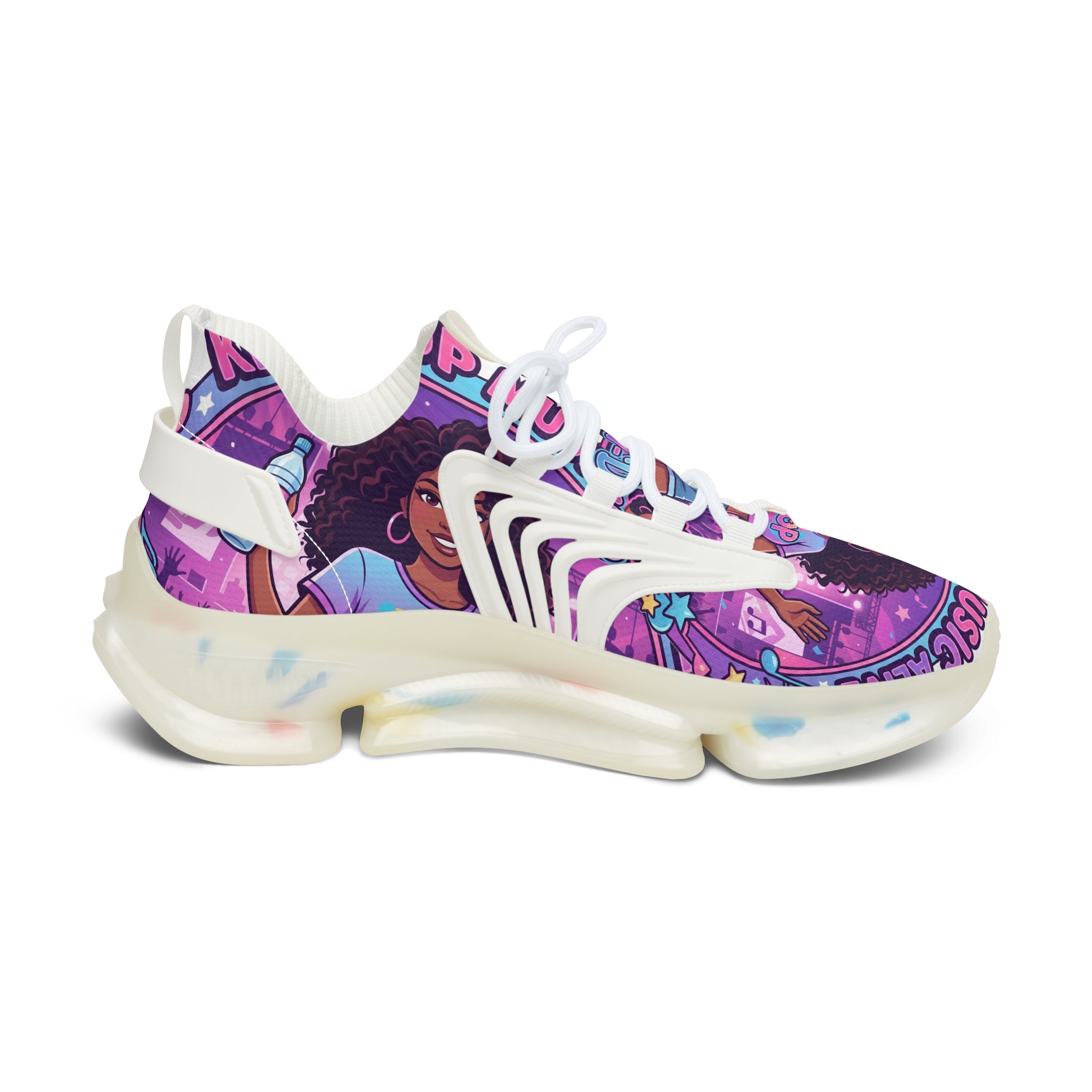 Women’s Mesh Sneakers —" Keep  Pop Music  Alive "Retro Pop Music Graphic Athletic Shoes