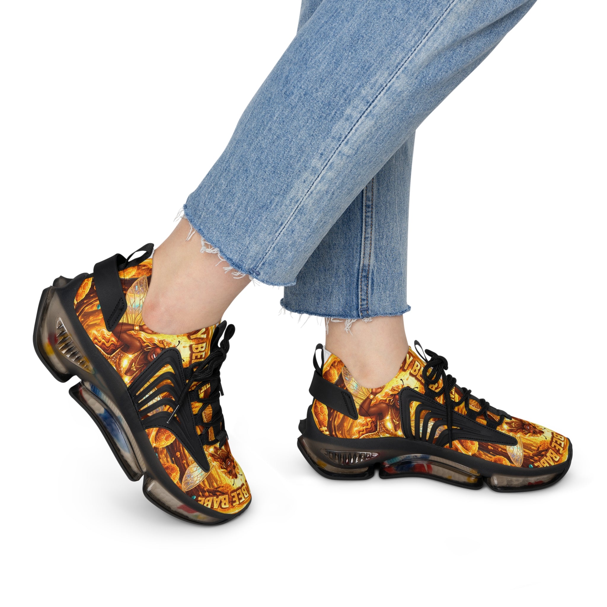 Mesh Sneakers — "Honey Bee Queen" Graphic Women’s Athletic Shoes