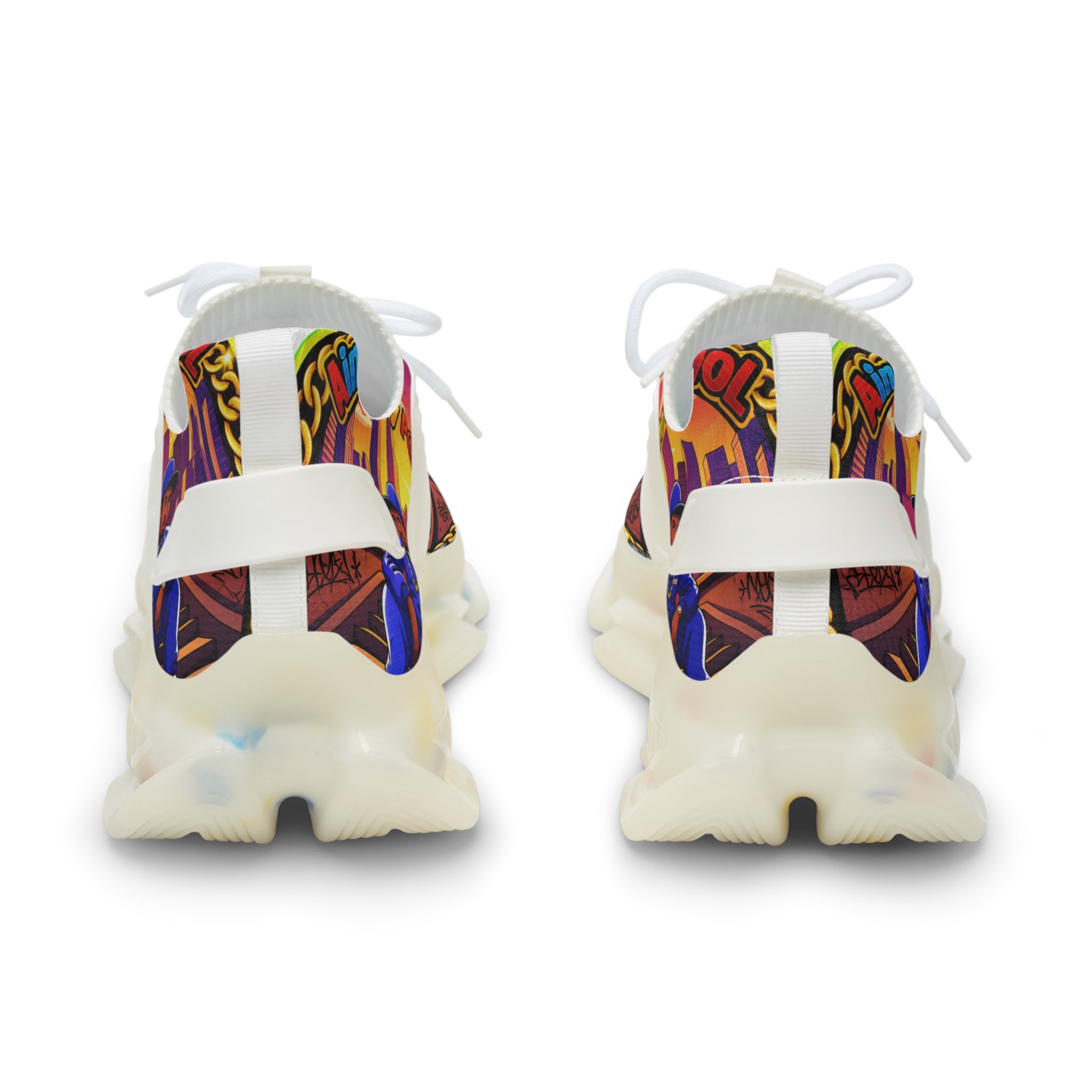 Men's Mesh Sneakers — " Aint Nothing Like The Old School" Vibrant Retro City Graphic Athletic Shoes