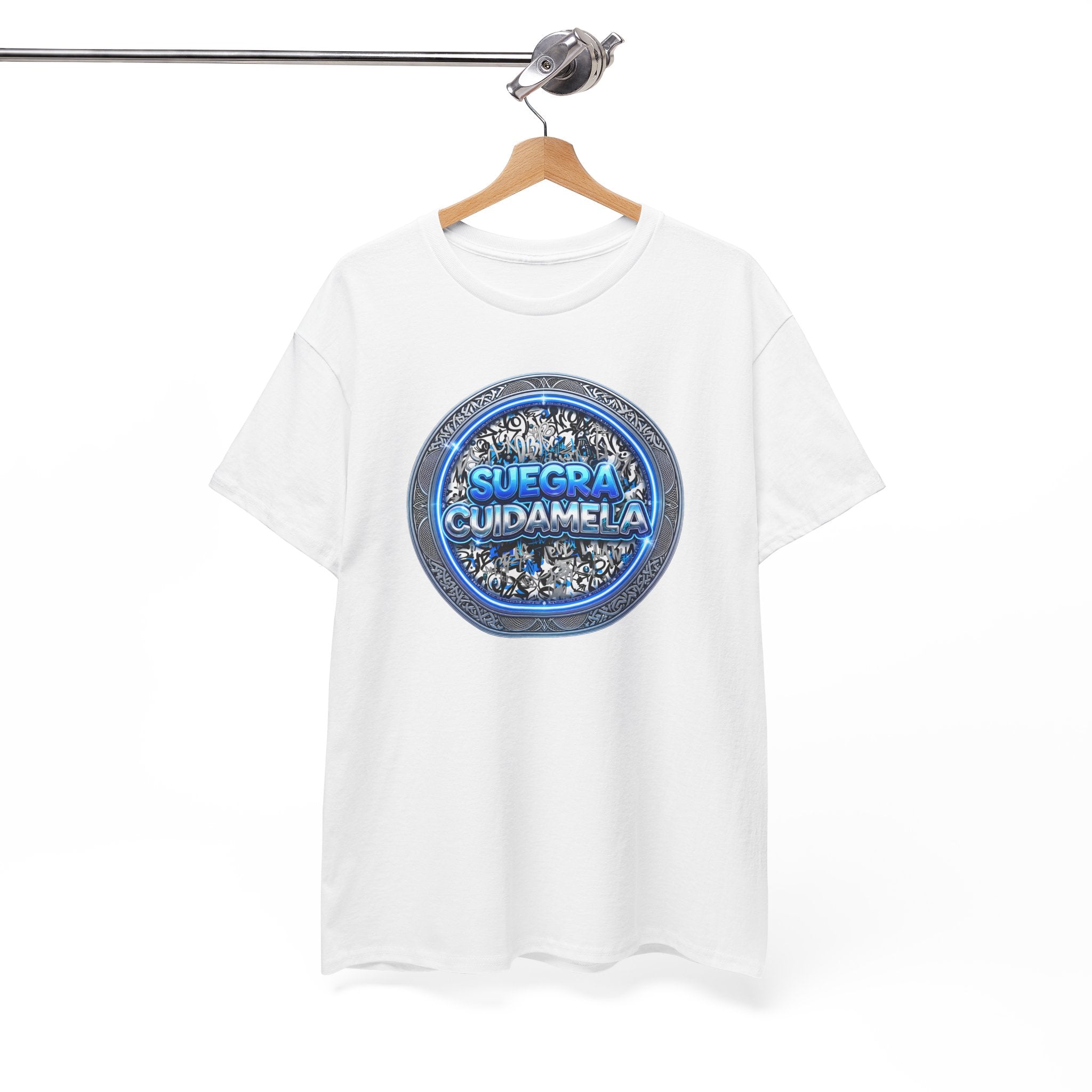 T-Shirt — Suegra Cuídame (Blue Floral Emblem)