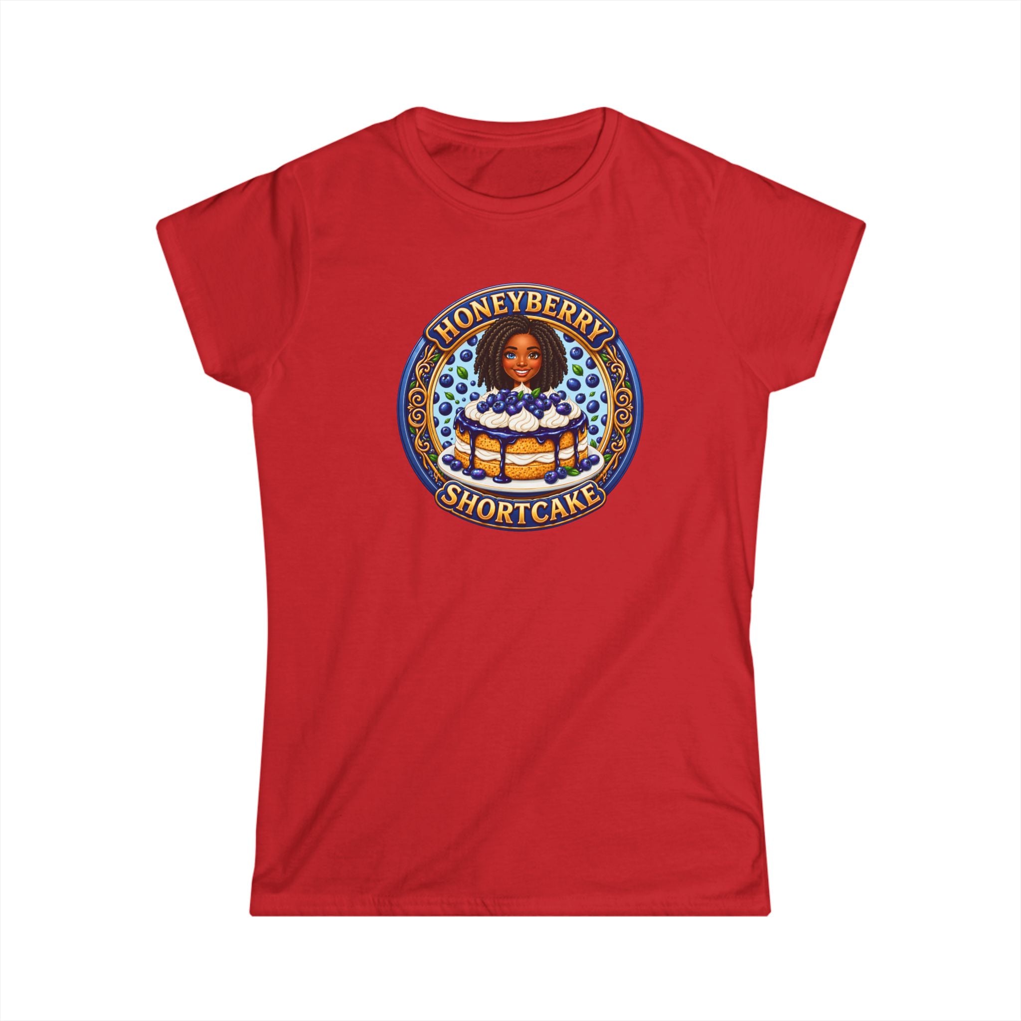 "Honeyberry Shortcake" Women's Tee – Retro Dessert Graphic Shirt