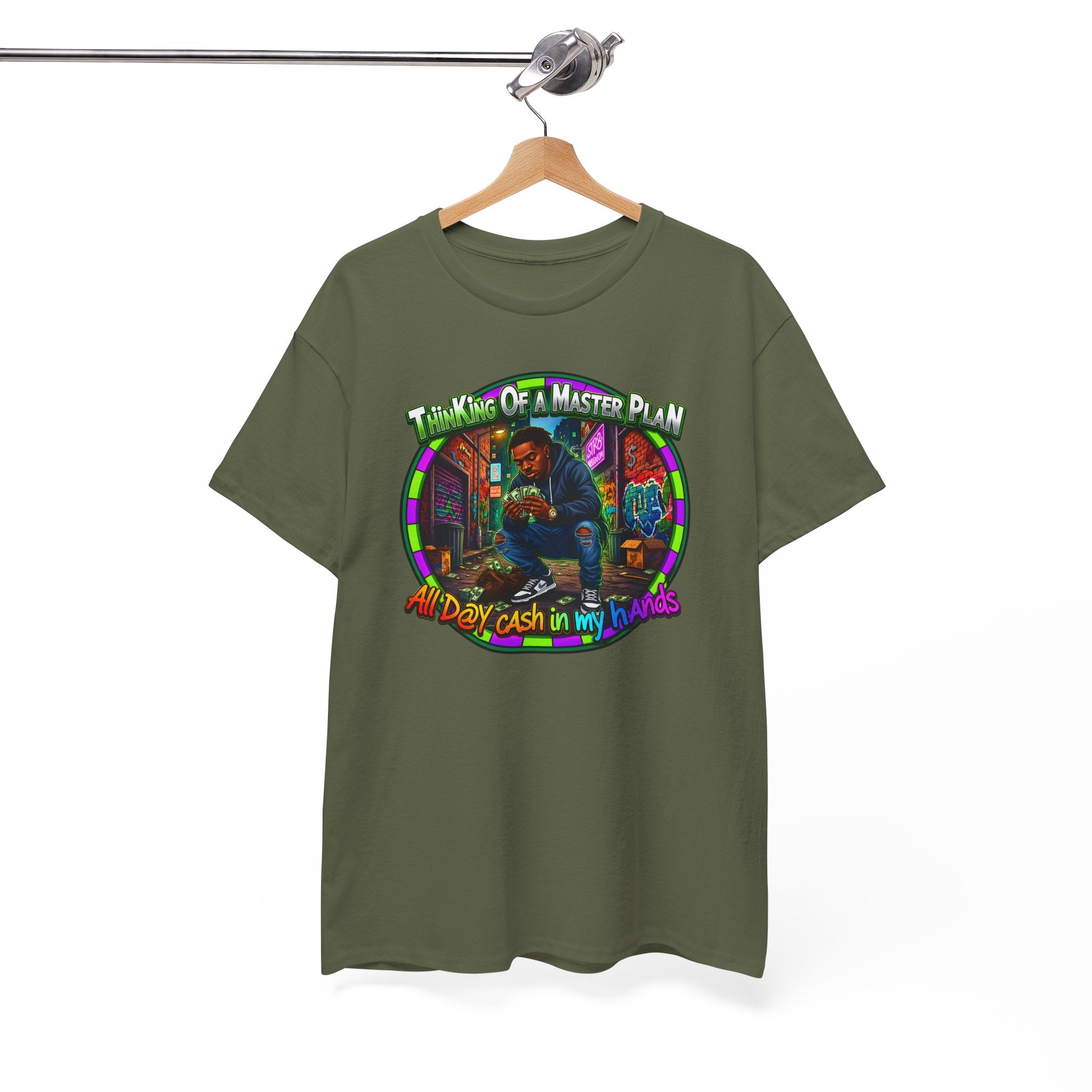 T-Shirt — "Thinking of a Master Plan" Colorful Retro Hip-Hop Graphic Tee