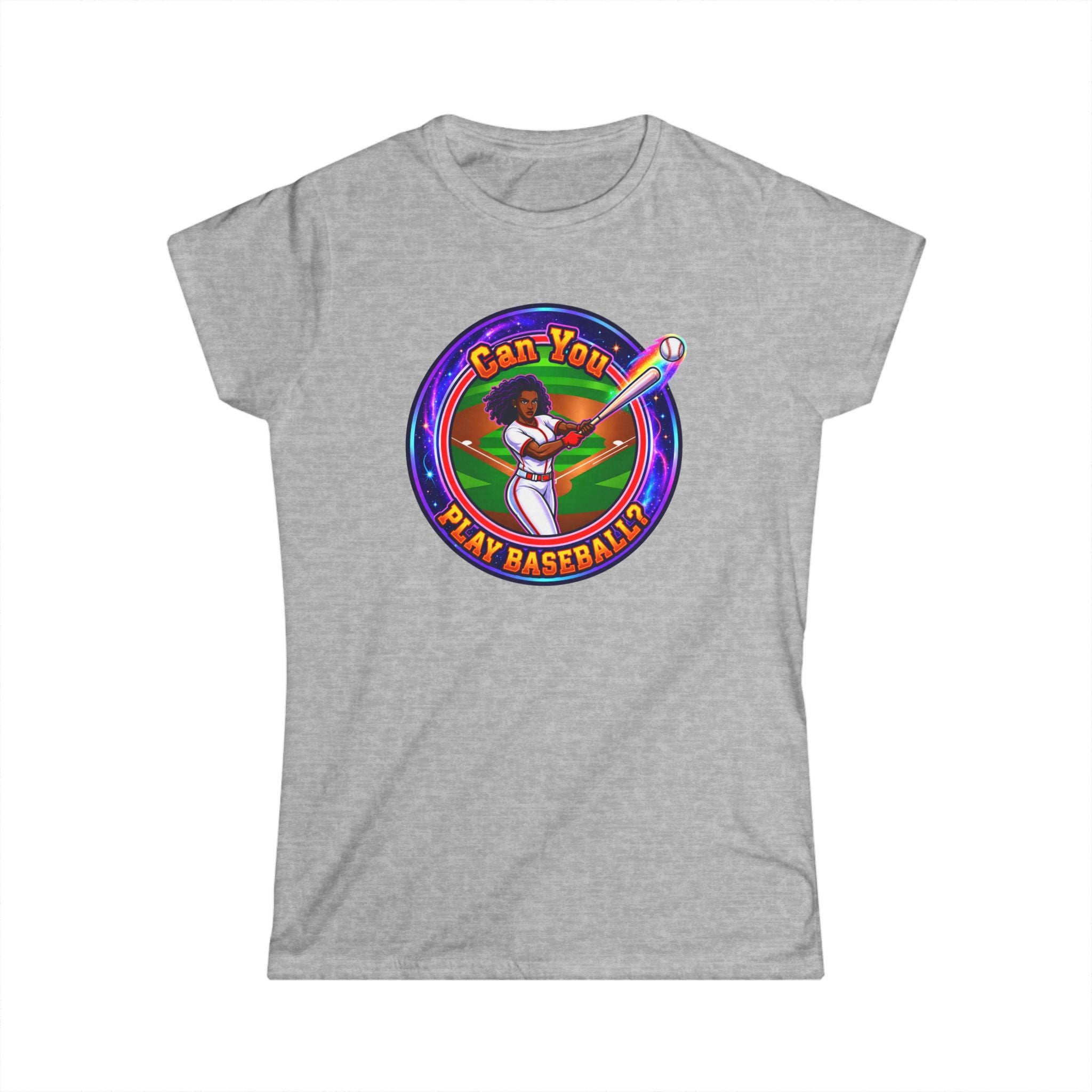 "Can You Play Baseball" Women's Baseball Tee – Feminine Softstyle Baseball Shirt