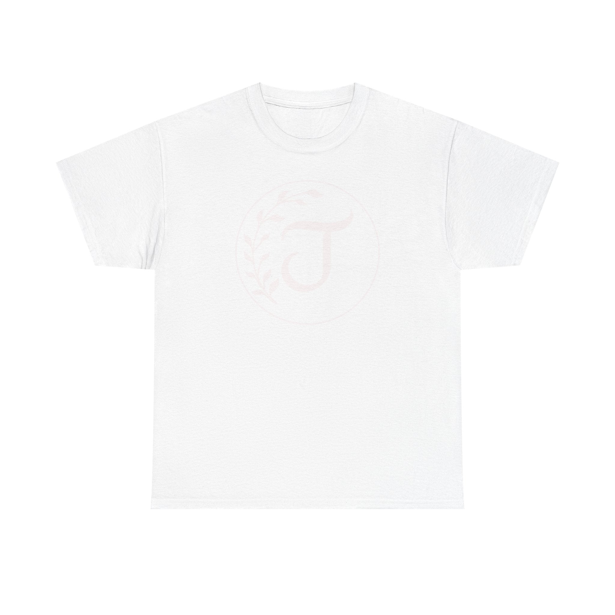 White Tee with Subtle "Floral J " Jesus Christ "— Minimalist Japanese Character T-Shirt
