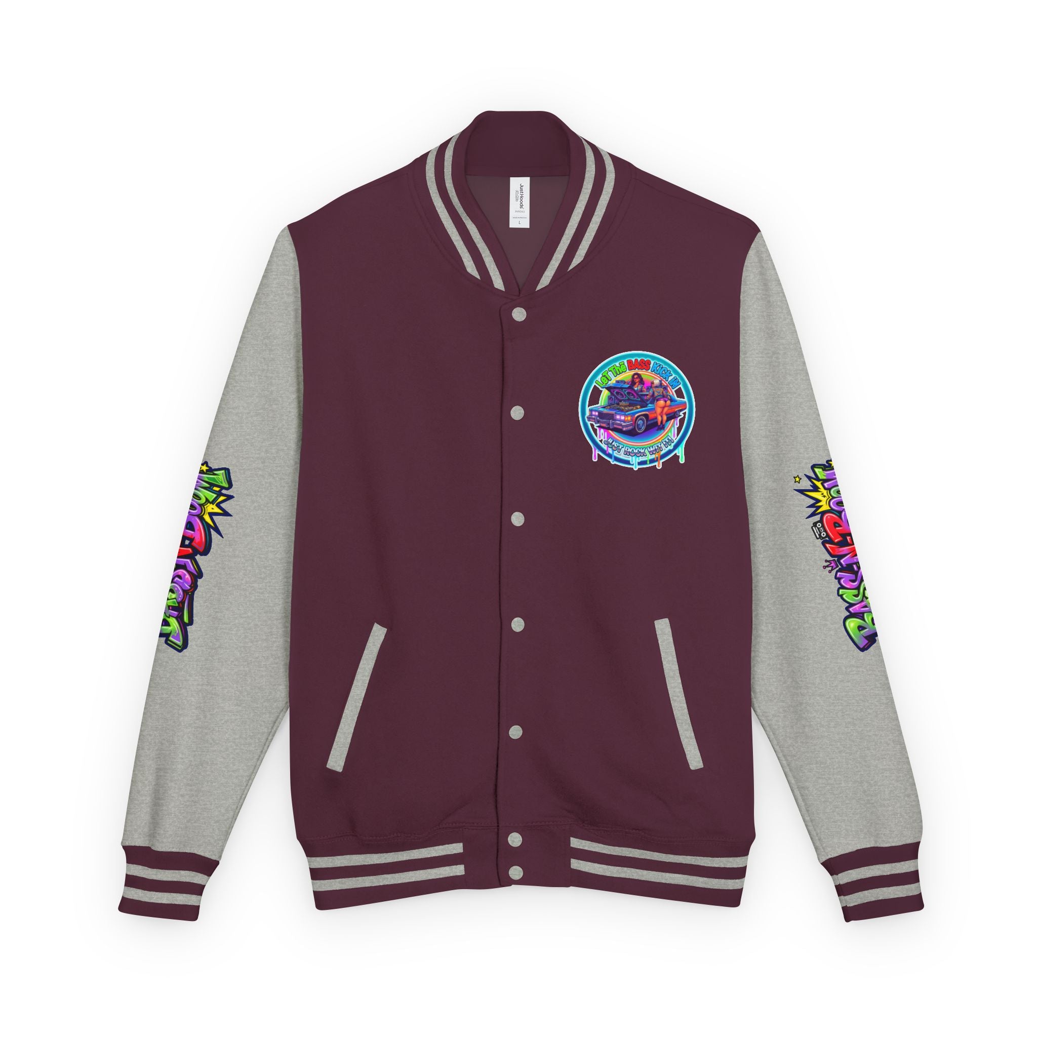 Letterman Jacket — ' Let The Bass Kick In' Retro Lowrider Crew Graphic