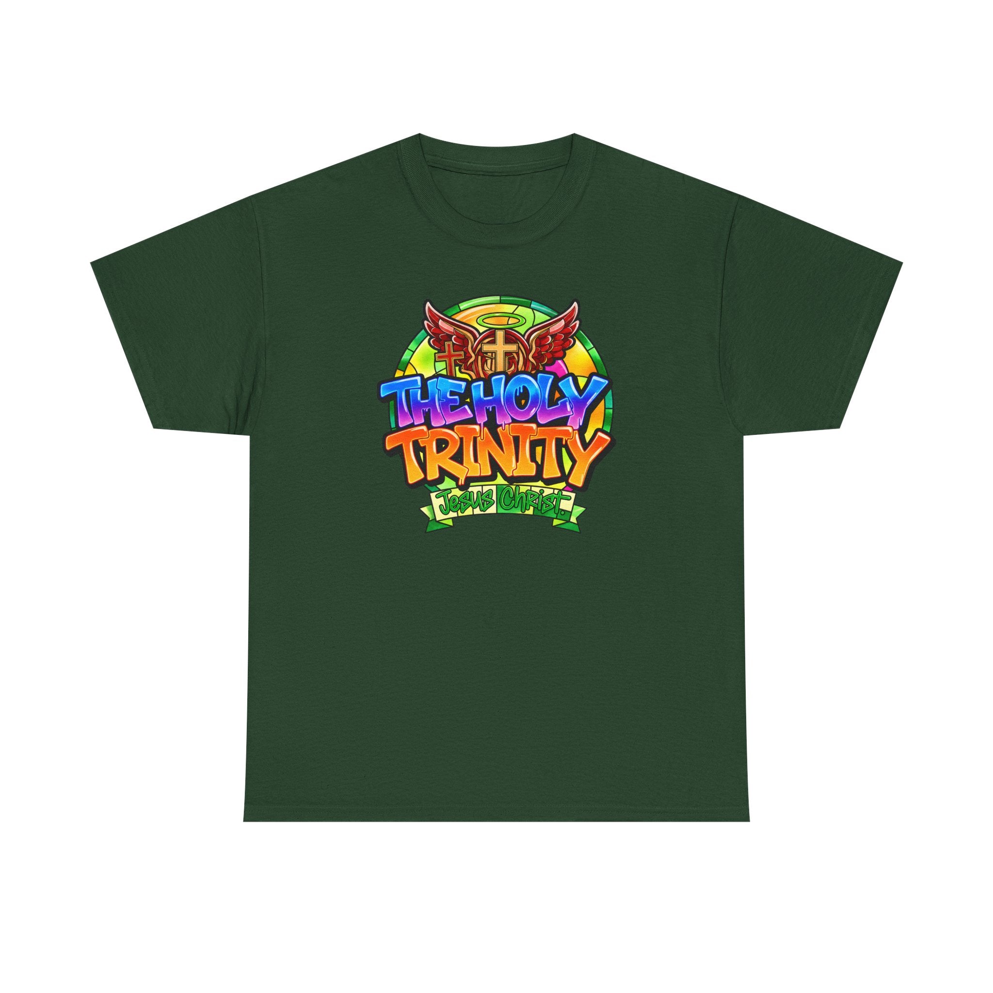Holy Trinity Graphic Tee — Colorful Faith-Inspired Streetwear T-Shirt