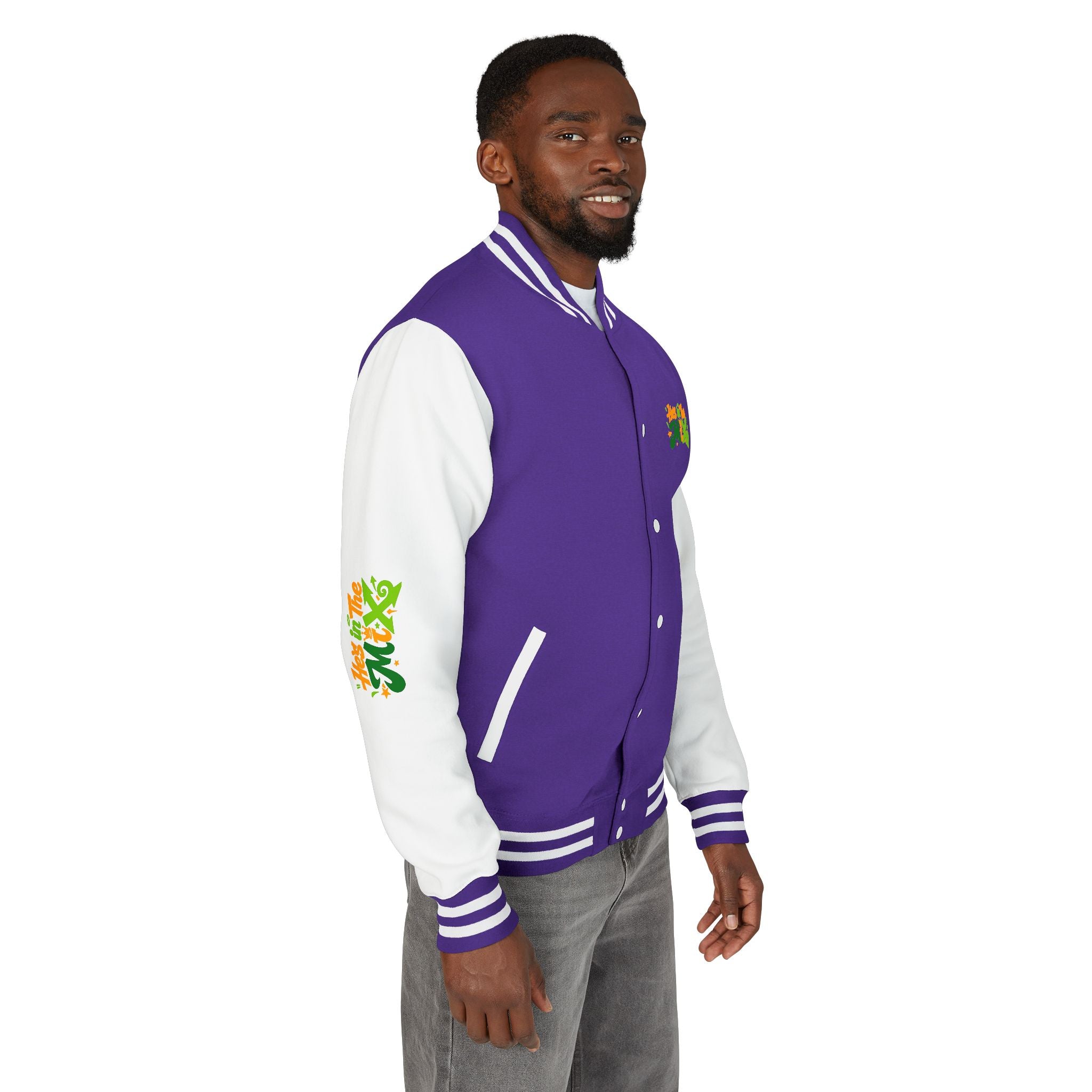 Letterman Jacket - "He's in the Mix" Retro Graffiti Varsity Jacket