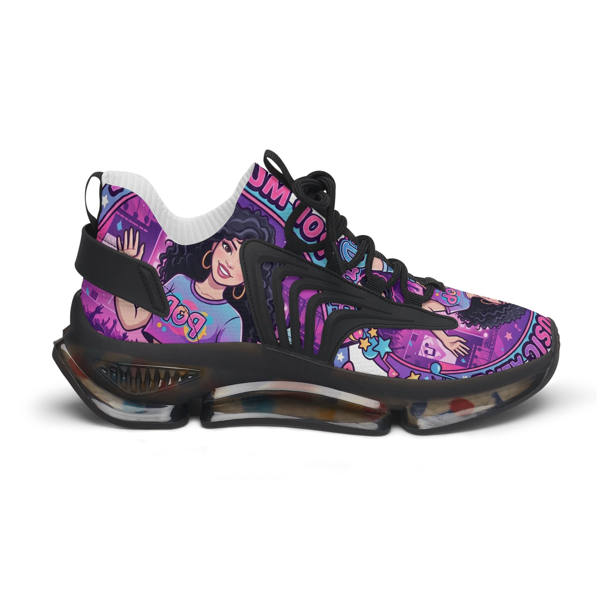 Women’s Mesh Sneakers — "Keep Pop Music Alive" Colorful Pop  Graphic Athletic Shoes