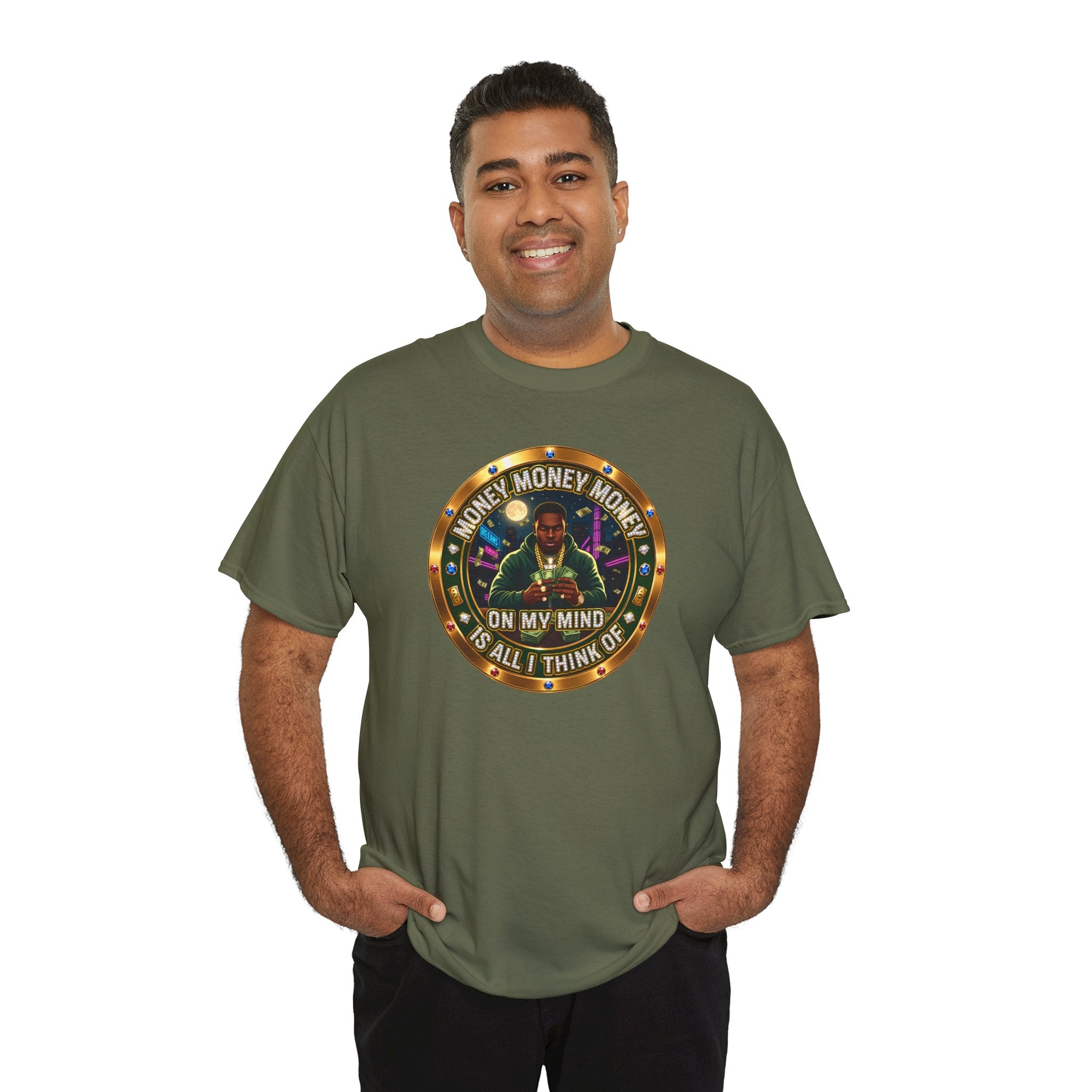 "Money On My Mind" Graphic Tee — Retro Casino Coin Design