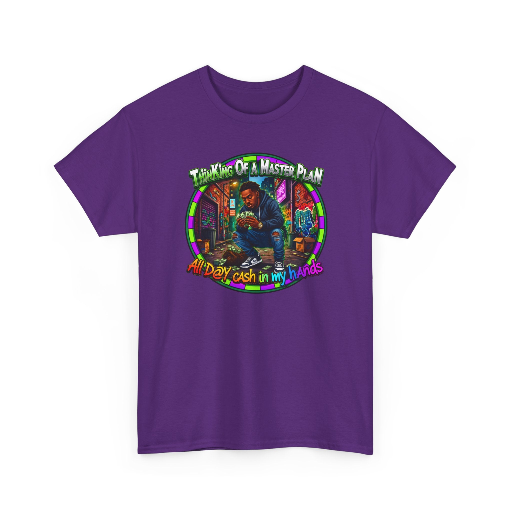 T-Shirt — "Thinking of a Master Plan" Colorful Retro Hip-Hop Graphic Tee