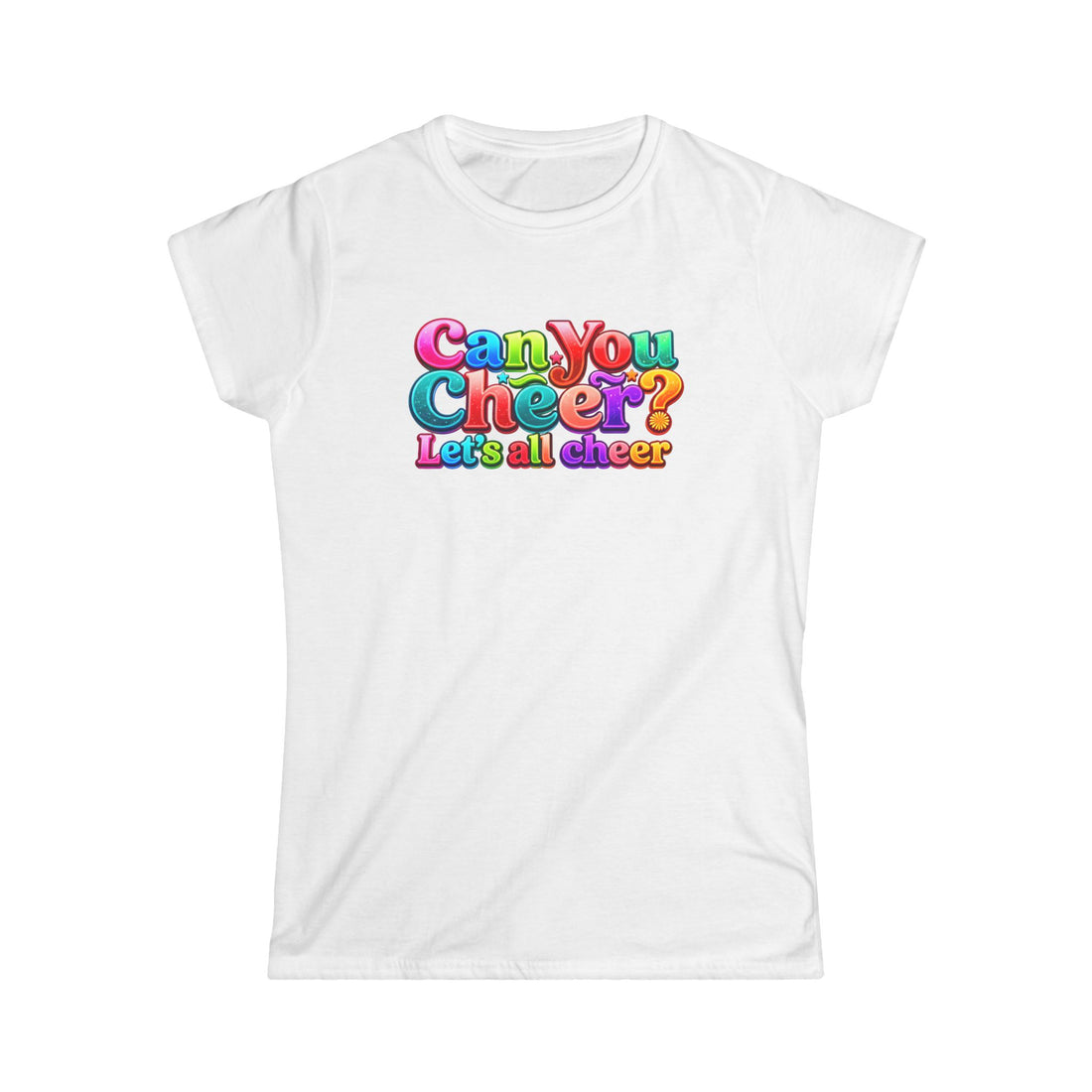 "Can You Cheer" Women's Tee — Colorful Retro Cheer Graphic Shirt