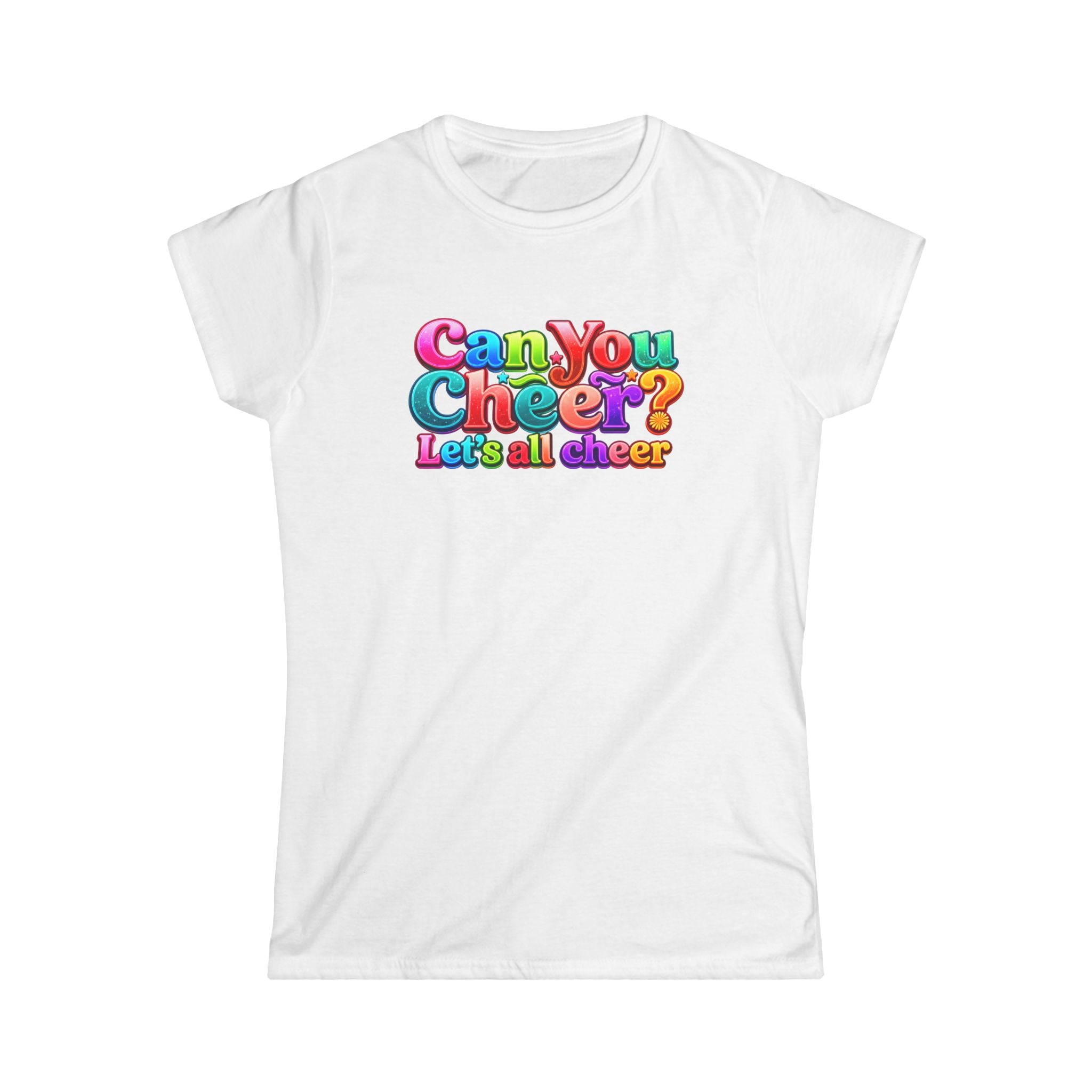 "Can You Cheer" Women's Tee — Colorful Retro Cheer Graphic Shirt