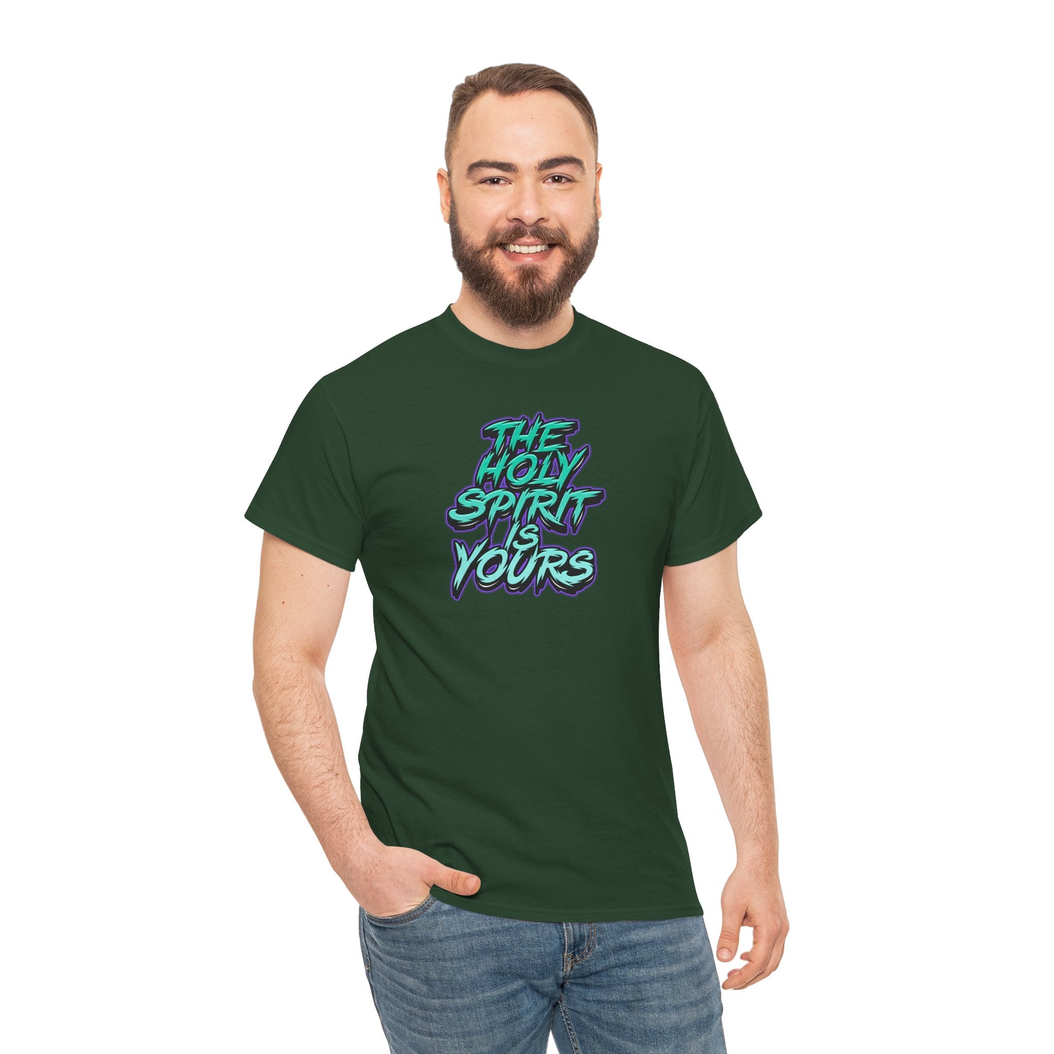 T-Shirt — "The Holy Spirit Yours" Retro Script Faith Tee