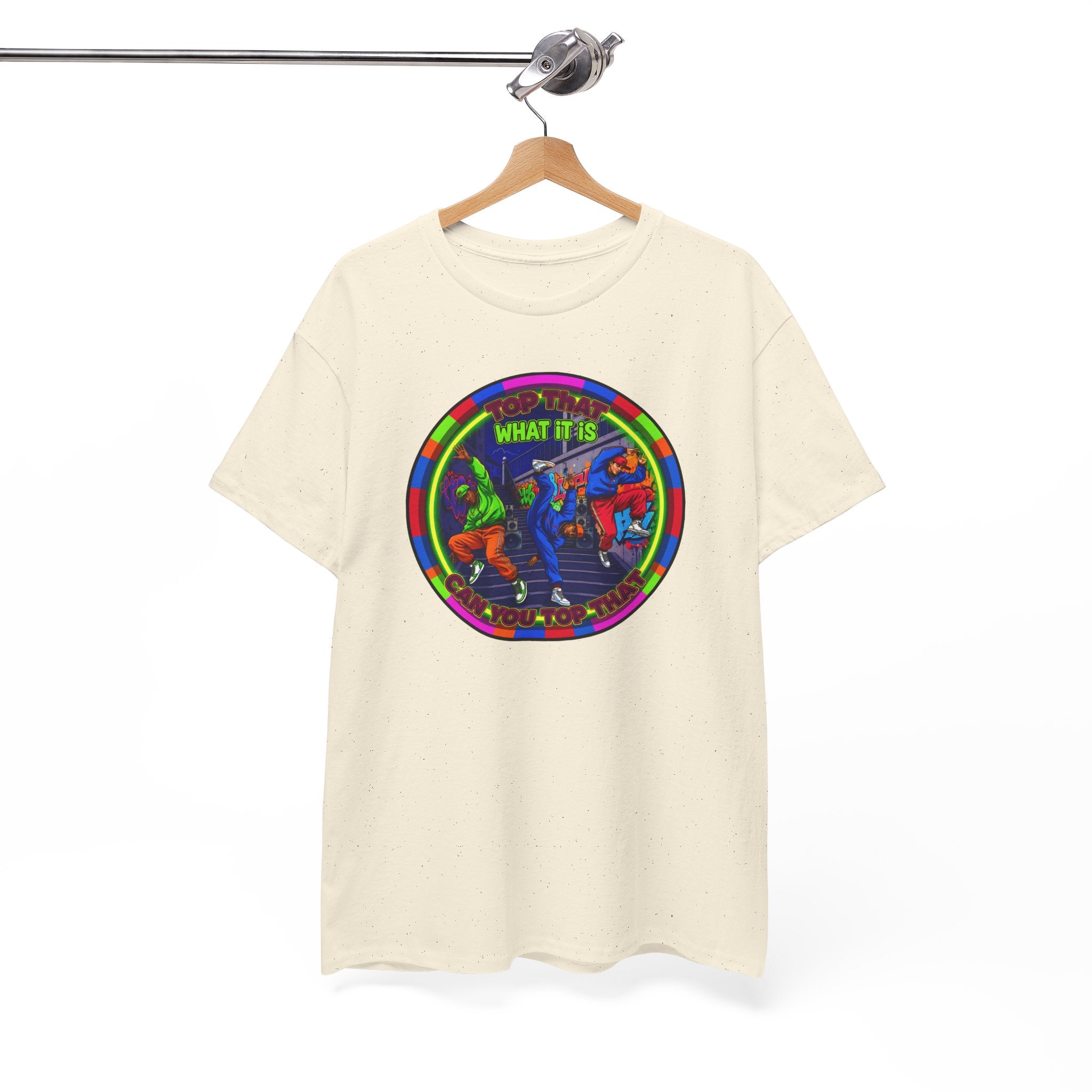 Dance Crew T-Shirt – "Top That What It Is" Retro Neon Graphic Tee