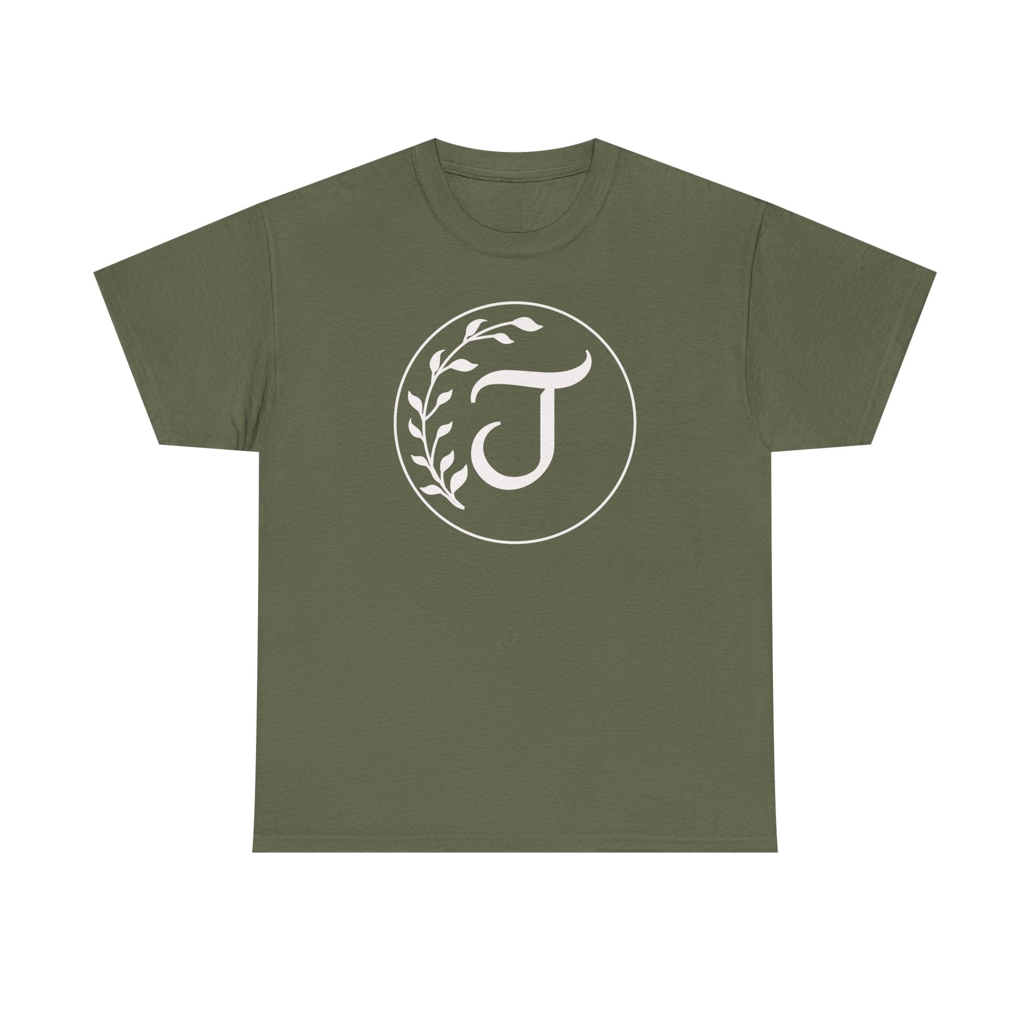White Tee with Subtle "Floral J " Jesus Christ "— Minimalist Japanese Character T-Shirt