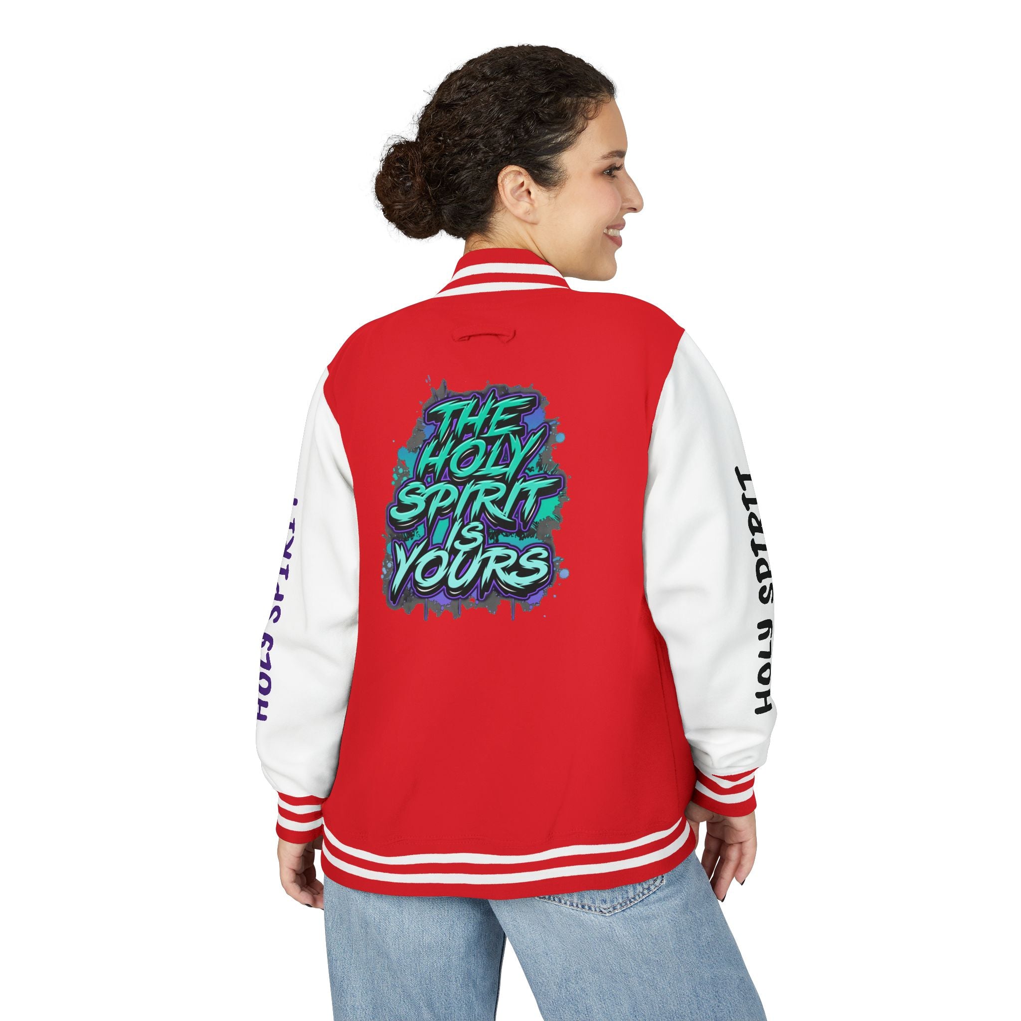 Letterman Jacket — "The Holy Spirit Is Yours" Graphic