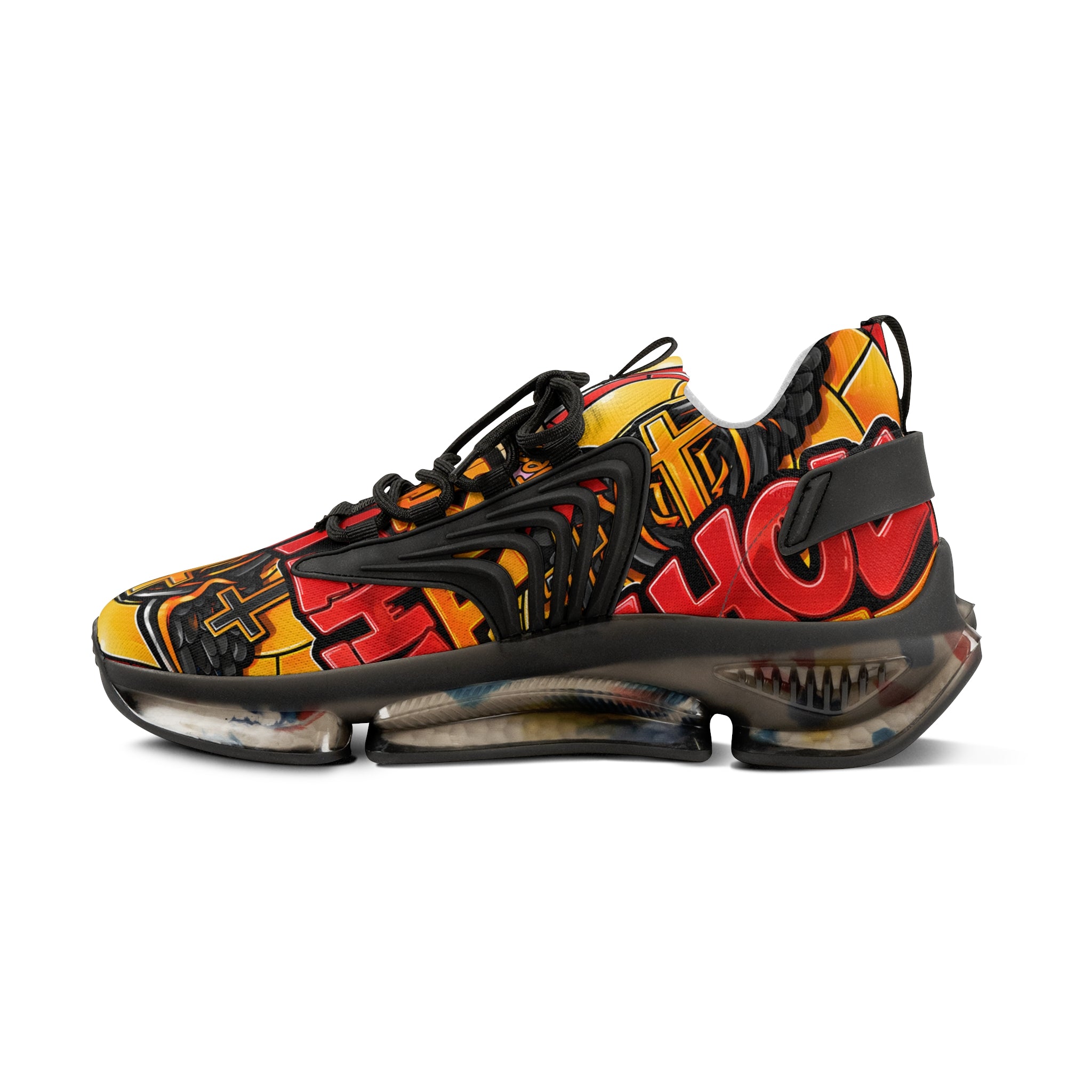 Men's Graphic Sneakers — "Holy Trinity " Bold Cross & Flame Athletic Shoes