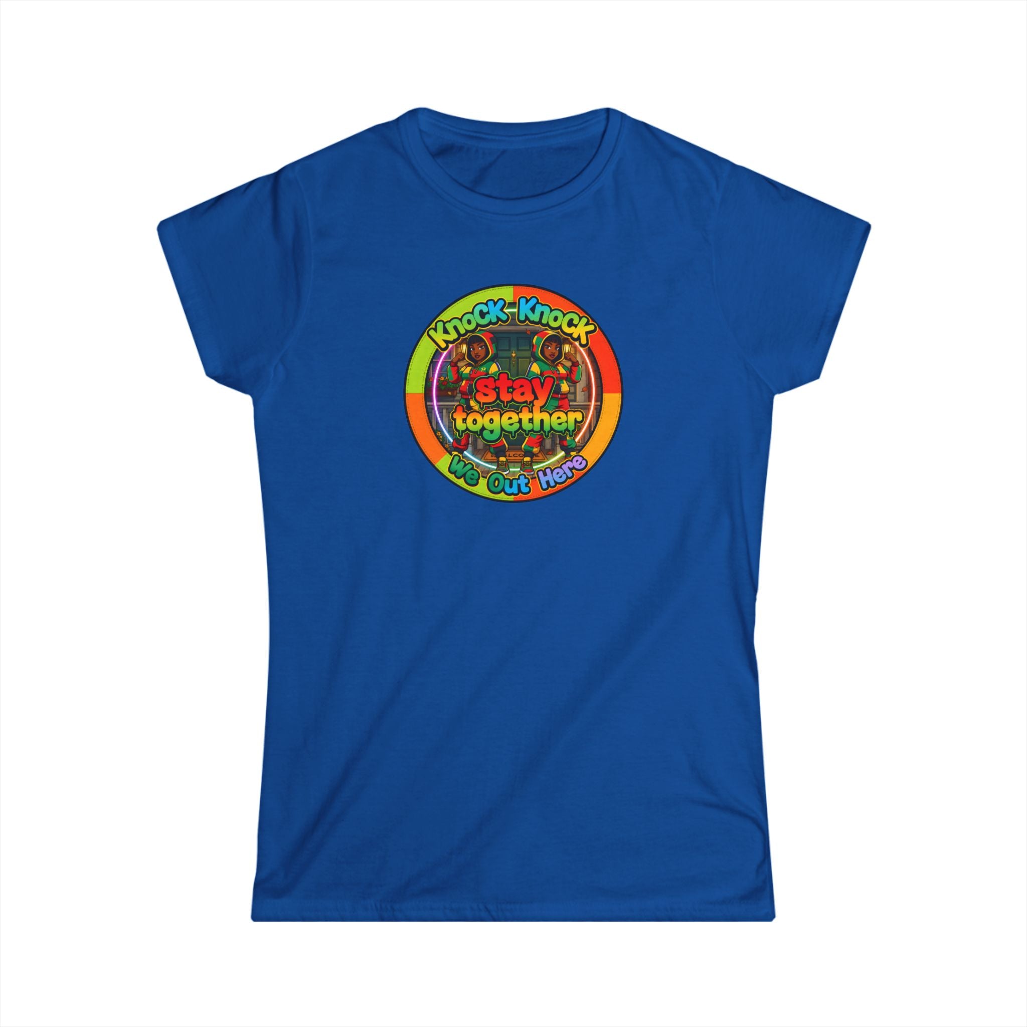 T‑Shirt — 'Knock Knock Stay Together' Retro Color Wheel Graphic Tee