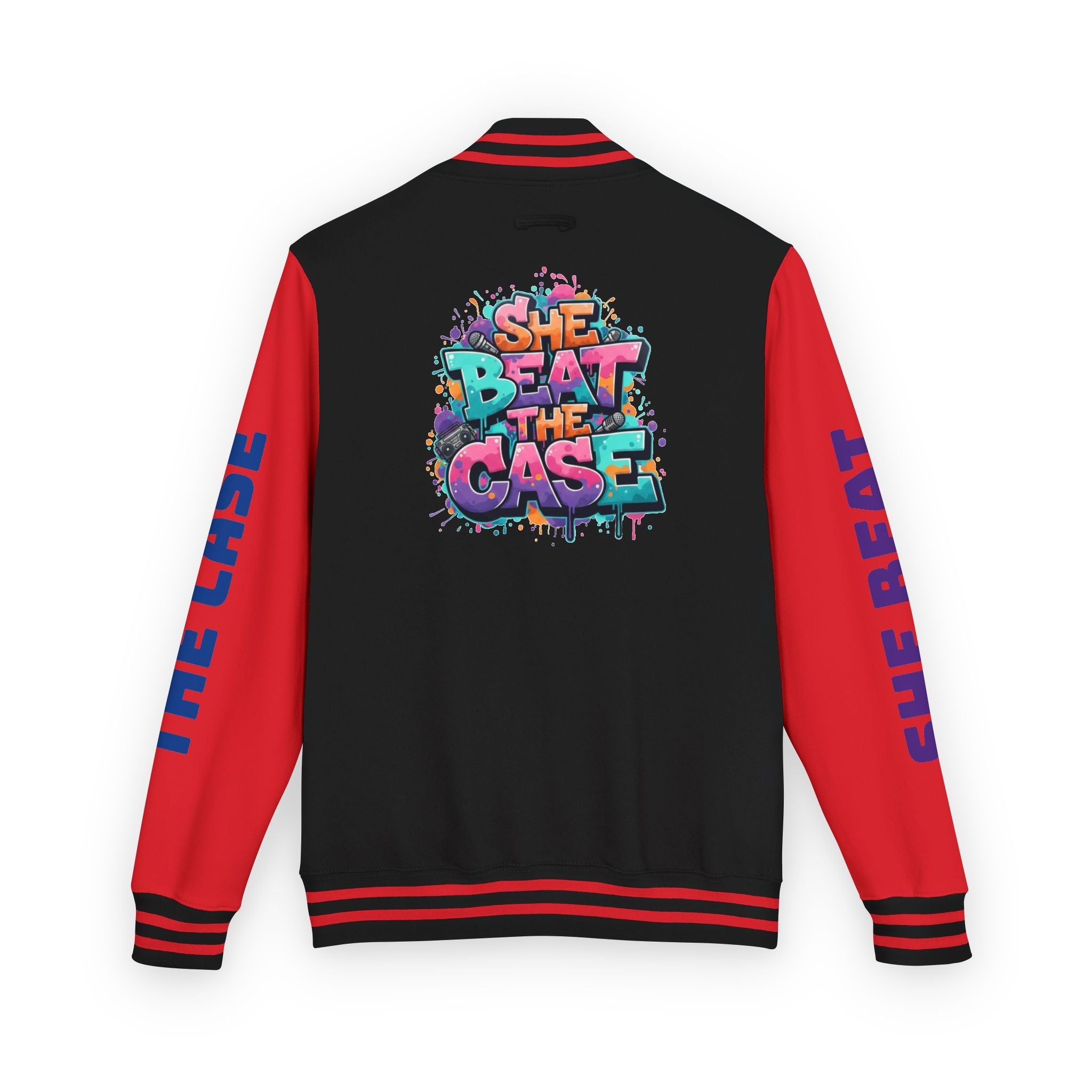 Letterman Jacket — “She Beat the Case” Colorful Graffiti Backprint