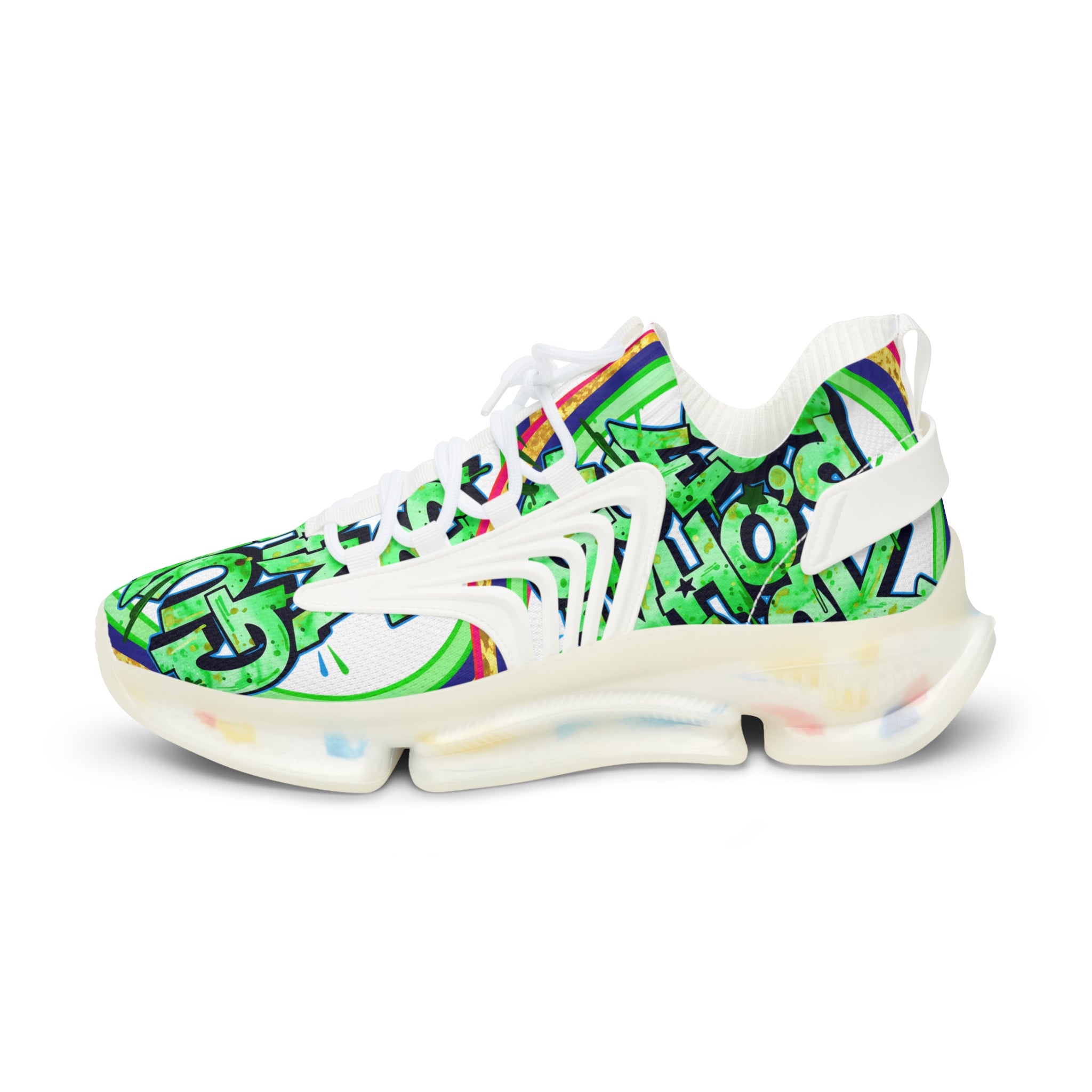Men's Mesh Sneakers — " Guess Who's Back" Bold Green Graffiti 'Guess Who's Next' Athletic Shoes