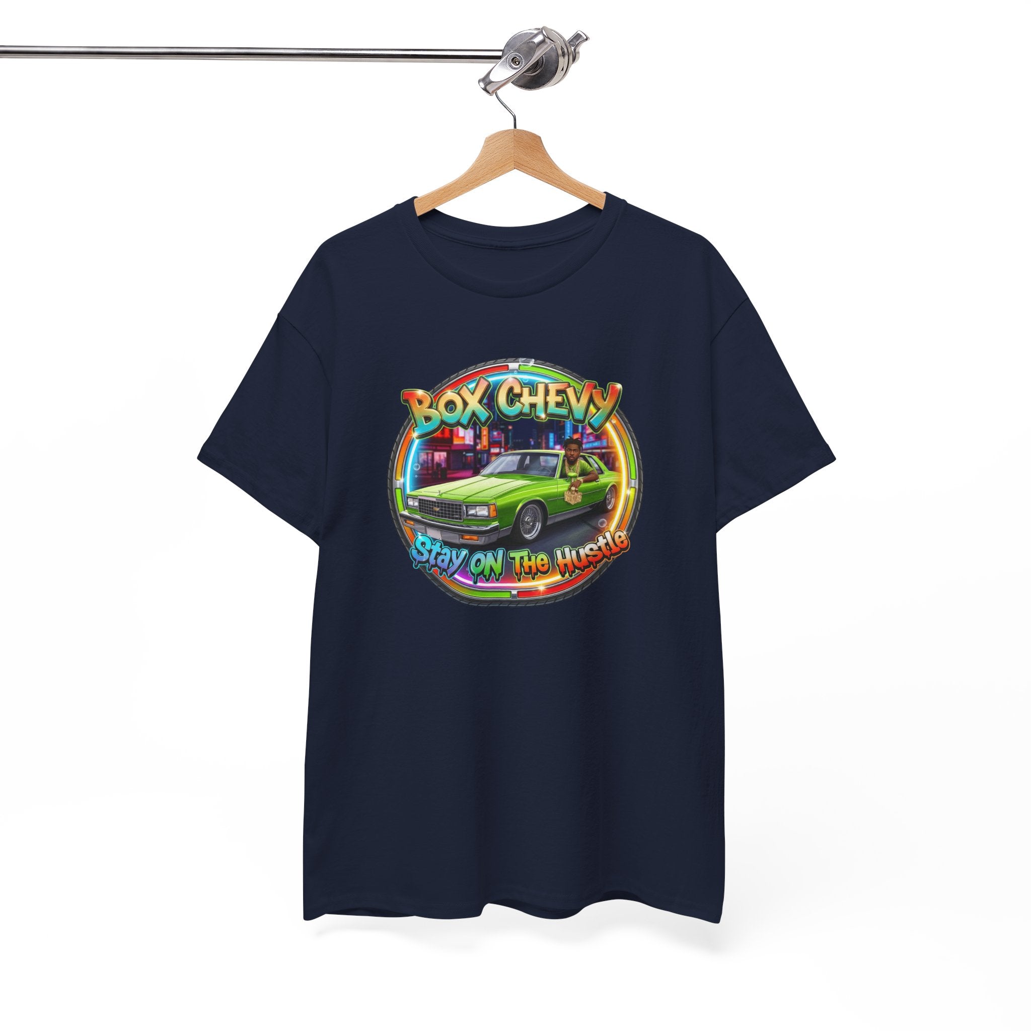 Vintage Chevy Truck Tee — "Box Chevy Stay On The Hustle" Retro Car Graphic Shirt