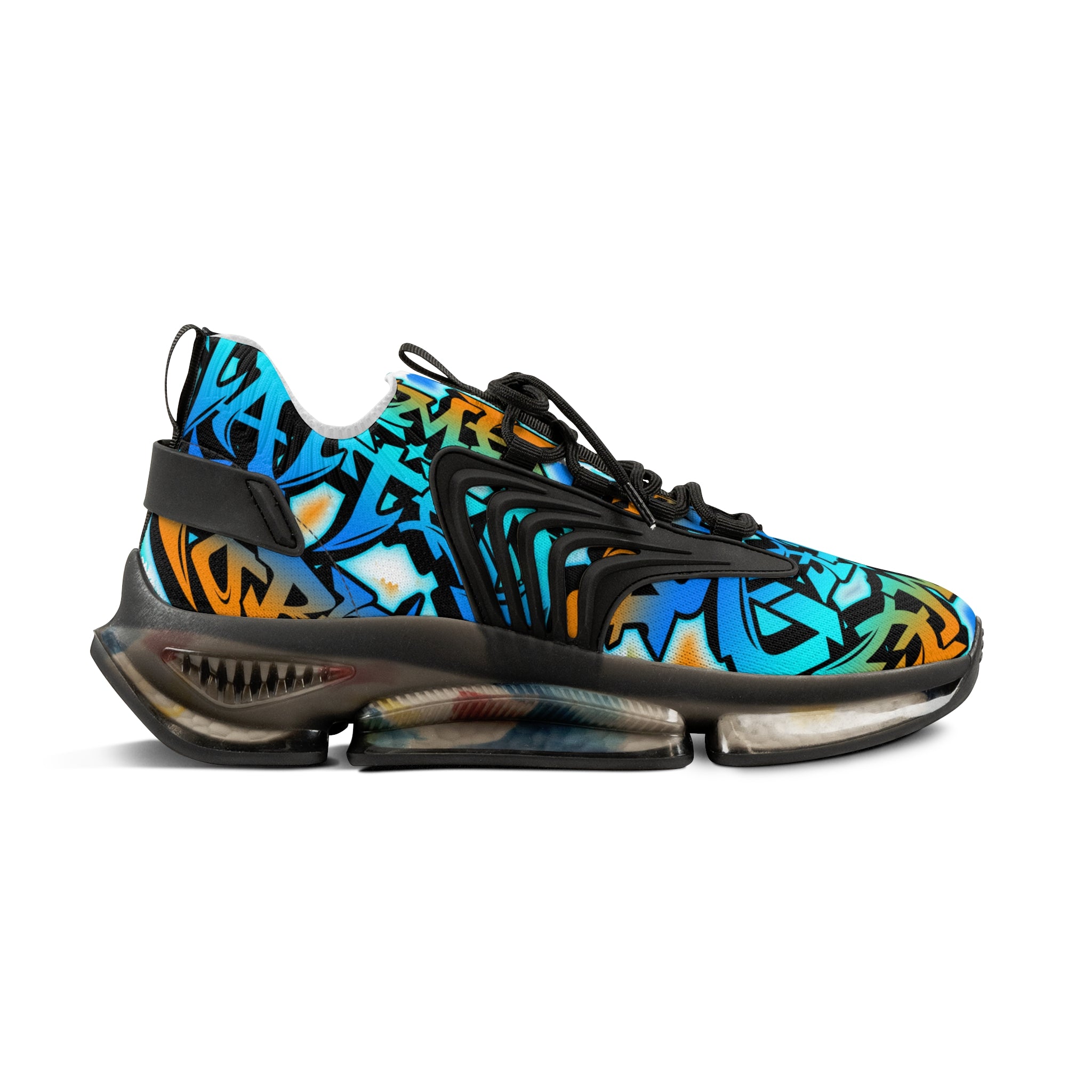 Mesh Sneakers —" Gamer Tatted Foreva" Graffiti Streetwear Athletic Shoes for Men