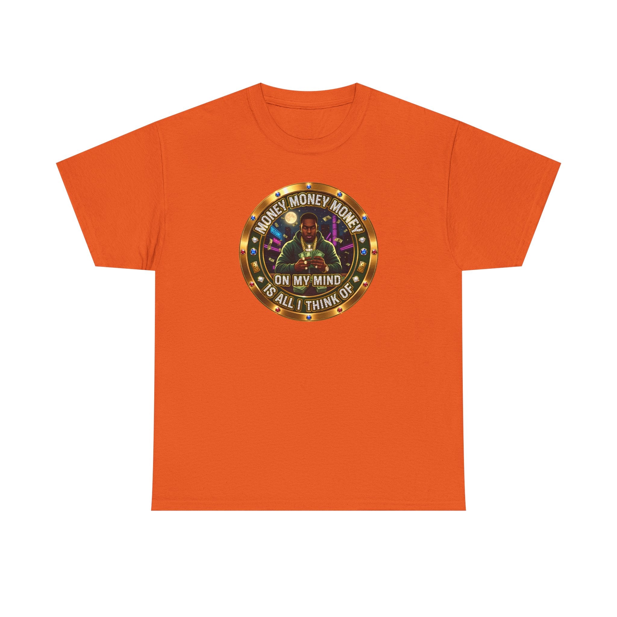 "Money On My Mind" Graphic Tee — Retro Casino Coin Design
