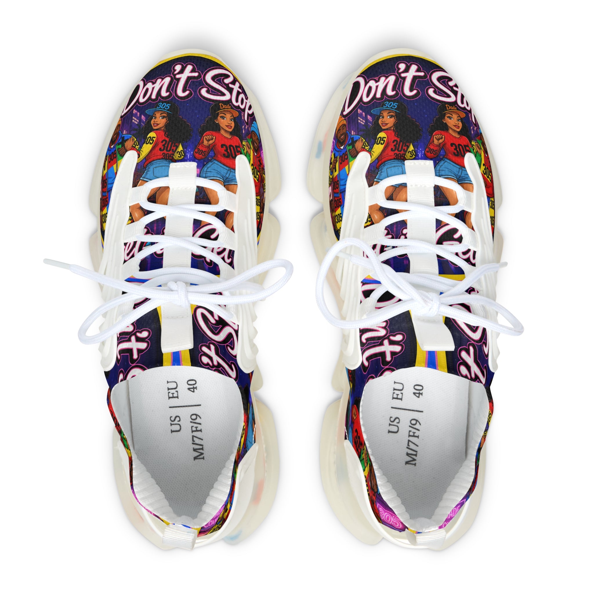 Women's Mesh Sneakers — Bold Graphic 'Don't Stop' Fashion Trainers