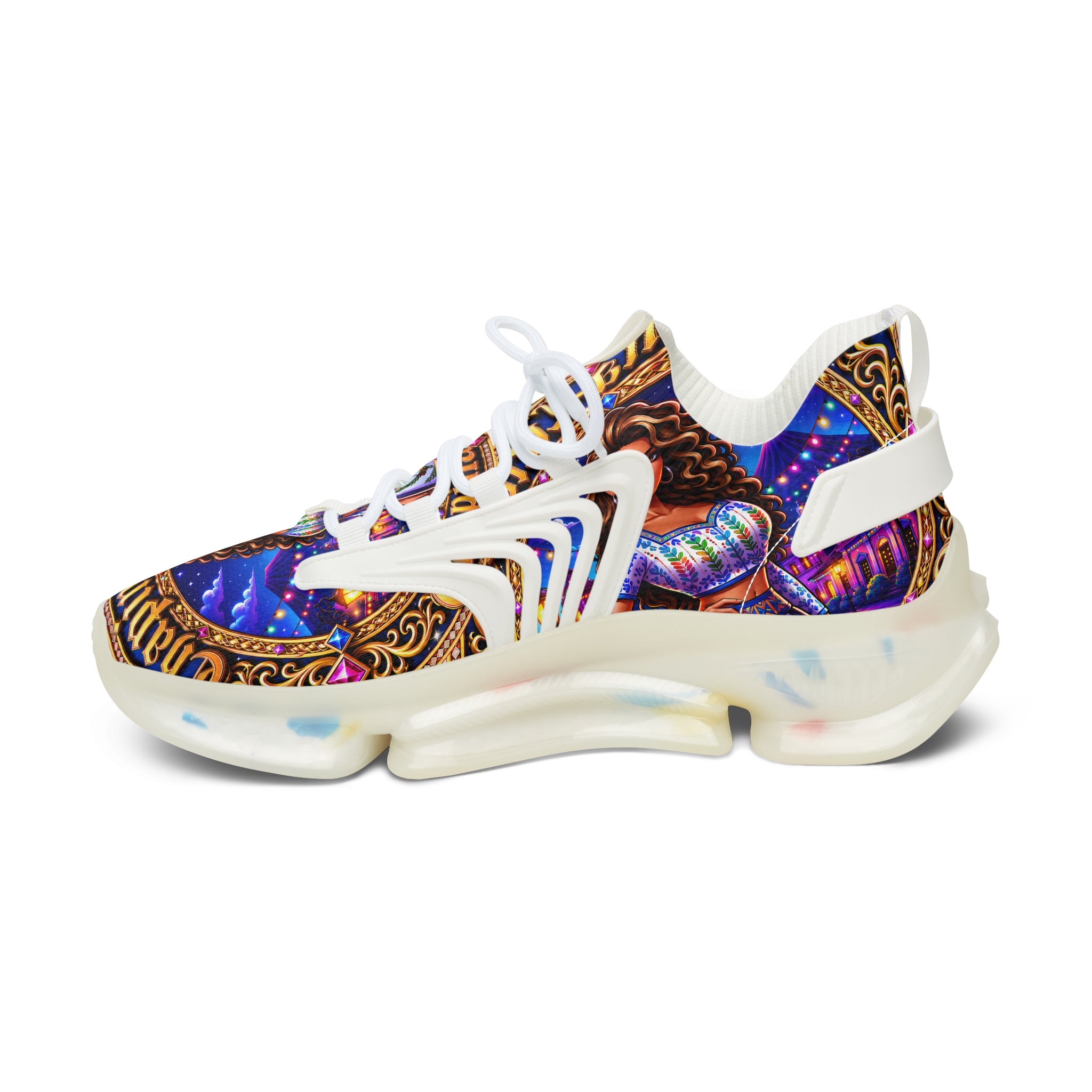 Women's Mesh Sneakers —"Chapina-Licious "Vibrant Saint-inspired Graphic Athletic Shoes