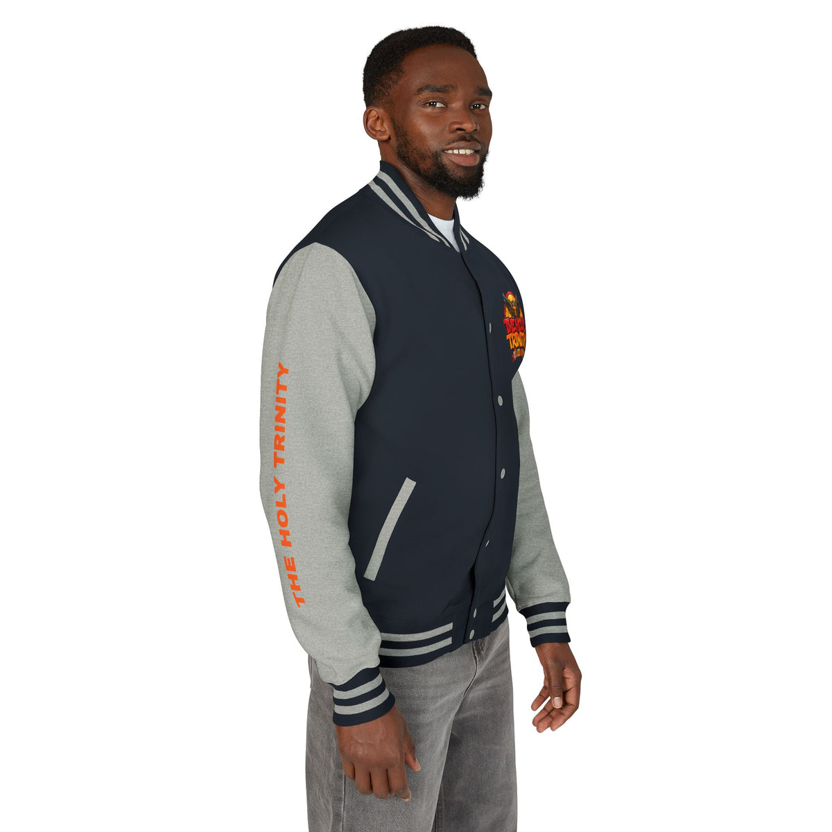 Letterman Jacket — "The Holy Trinity "Graphic Varsity Jacket