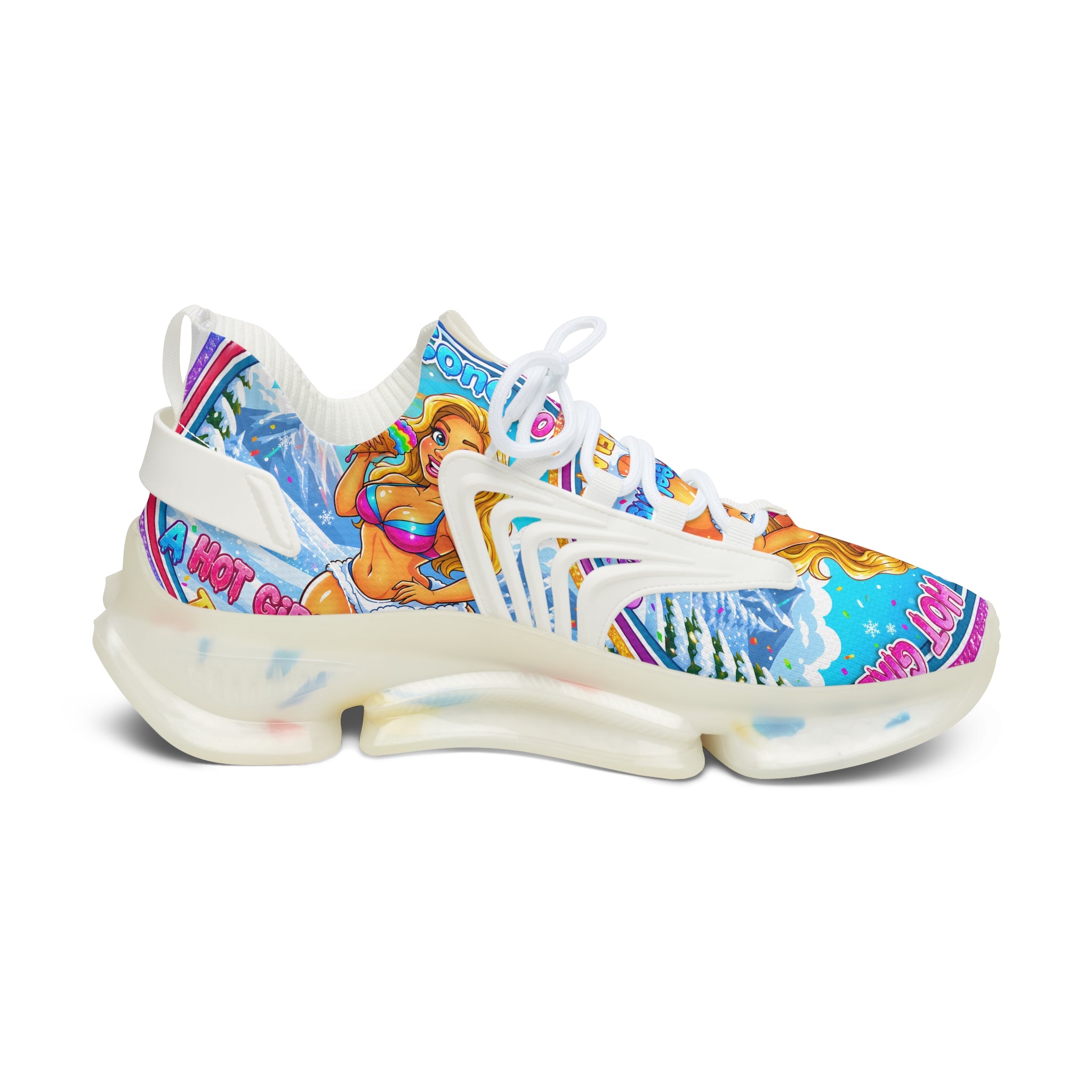 Women’s Mesh Sneakers — "Snow Cone Hot Girl "Colorful Mermaid Graphic Athletic Shoes