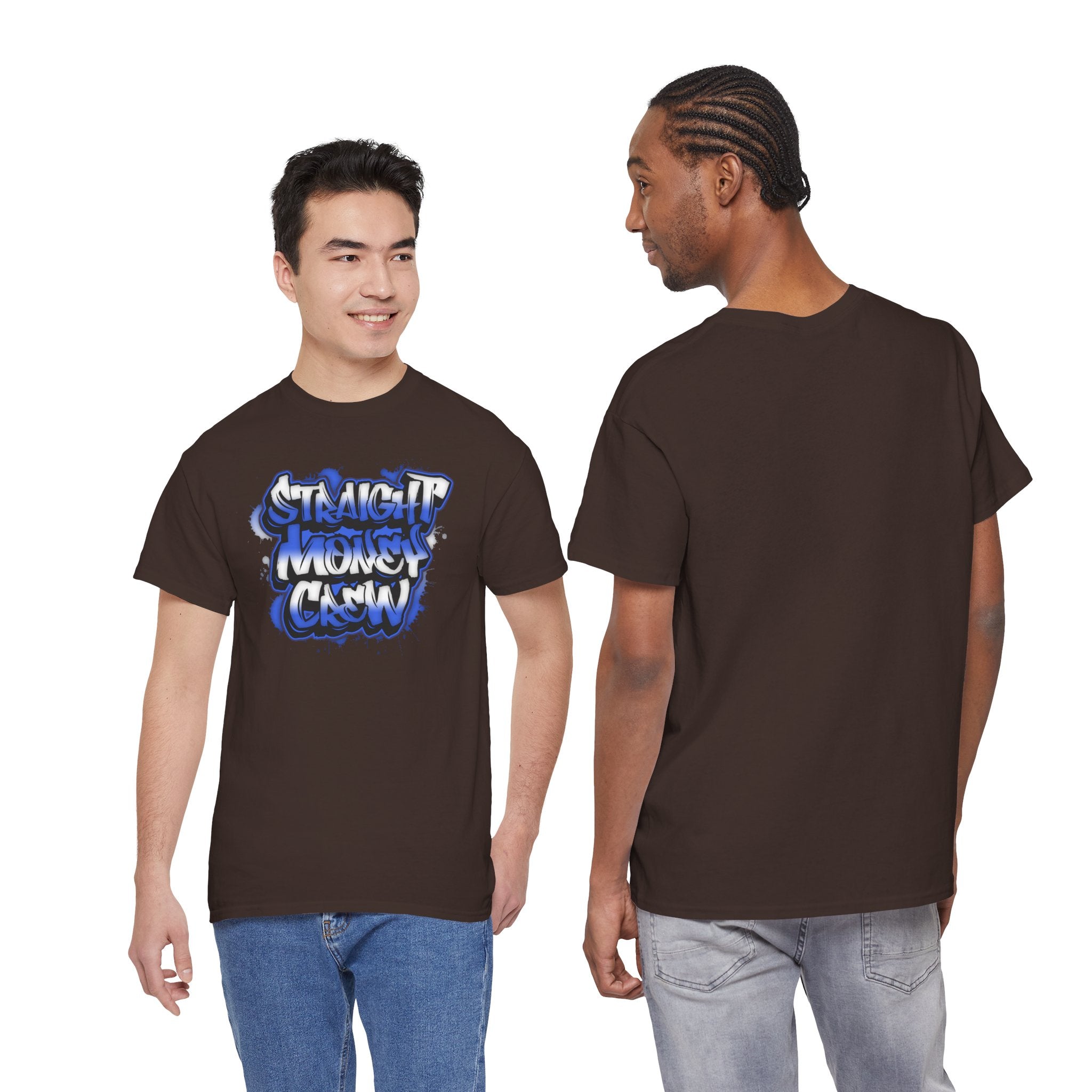 T-Shirt — "Stackin' Money Crew" Blue Graffiti Graphic Tee
