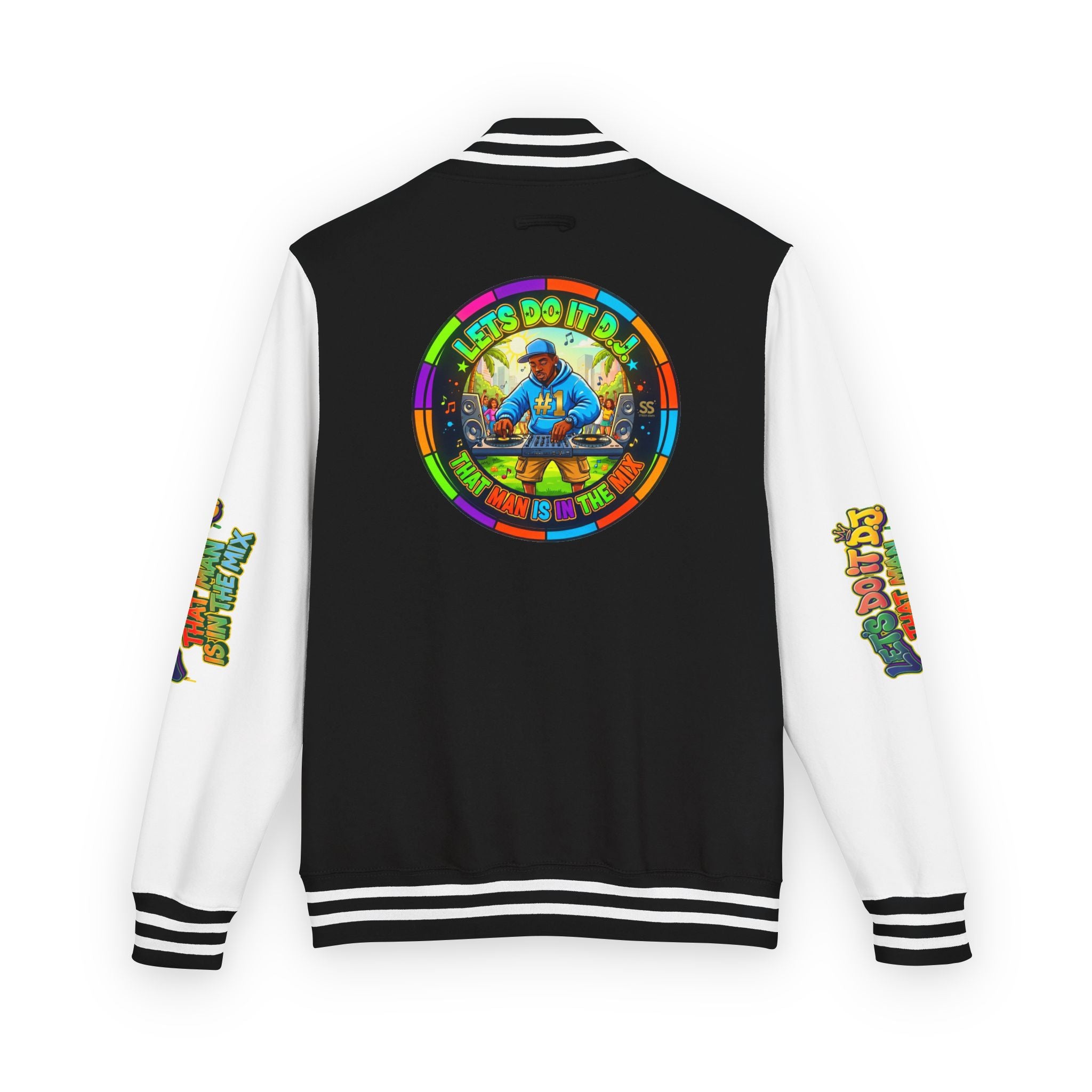 Letterman Jacket — 'Let's Do It' DJ Graphic Varsity Jacket