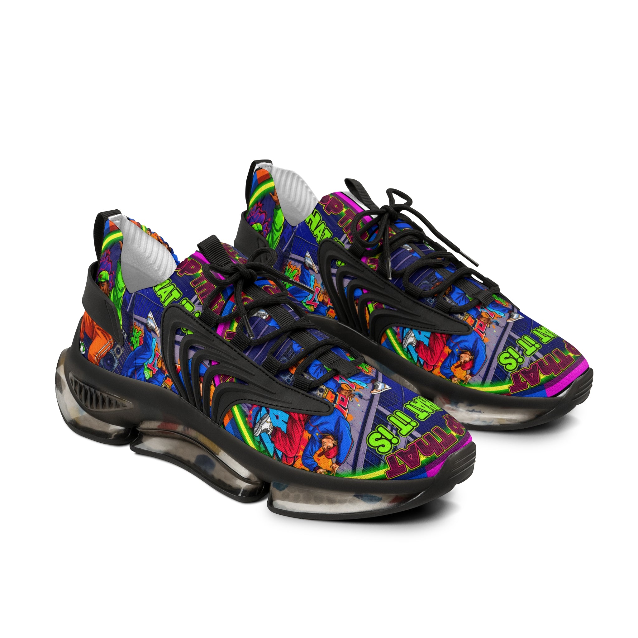 Men's Mesh Sneakers — " Top That What It Is" Colorful Comic Pop Art Graphic Athletic Shoes