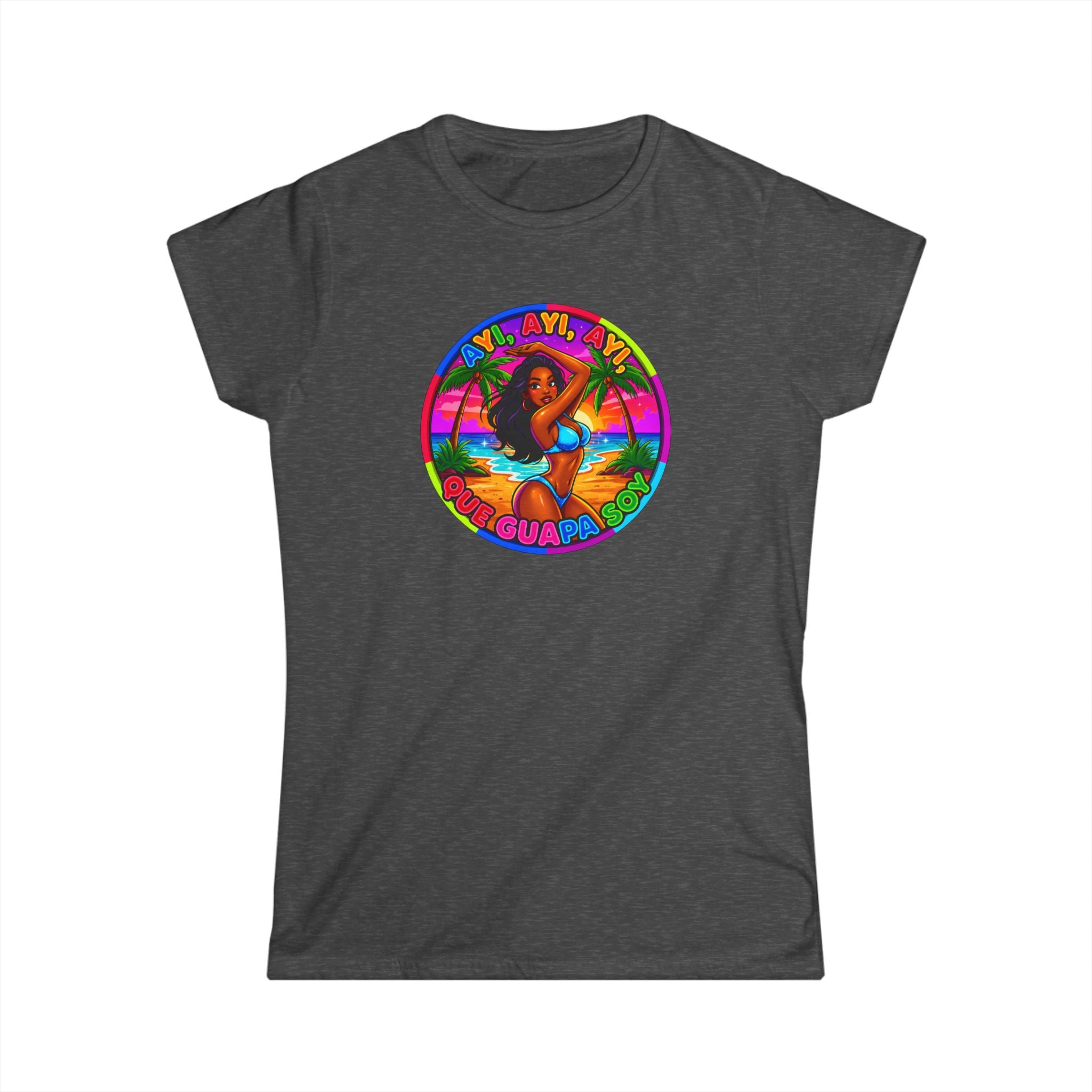 Vintage Tropical Surf T-Shirt — "Ayi, Ayi Ayi Que Guapa Soy"  Retro Beach Graphic