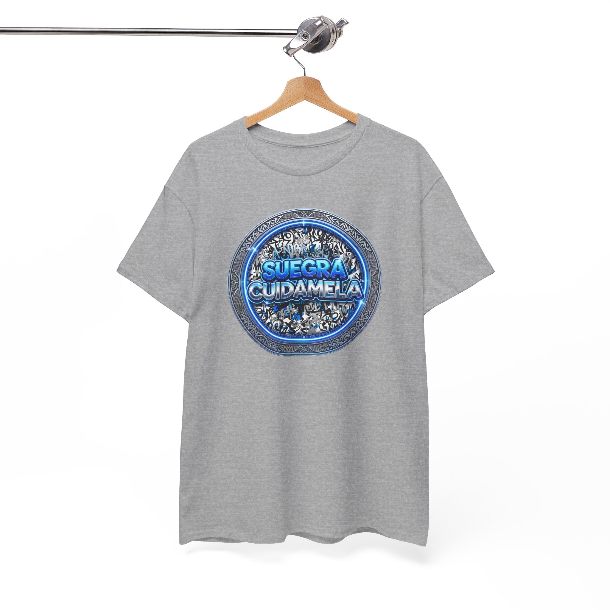 T-Shirt — Suegra Cuídame (Blue Floral Emblem)