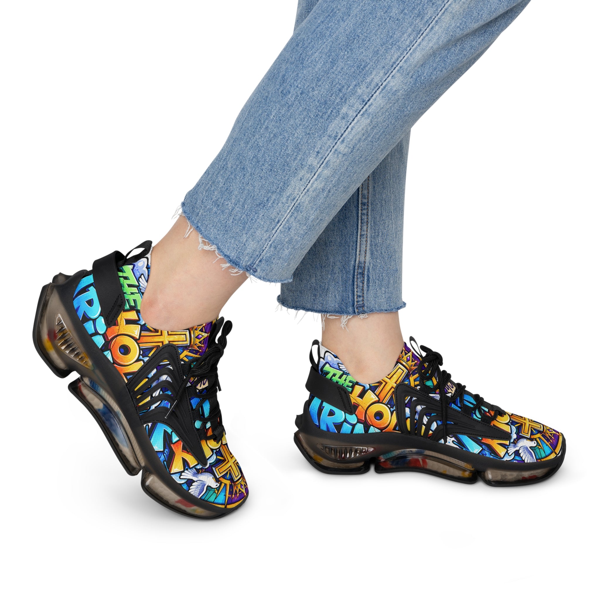 Men's Mesh Sneakers — 'The Holy' Colorful Graffiti Athletic Shoes for Women