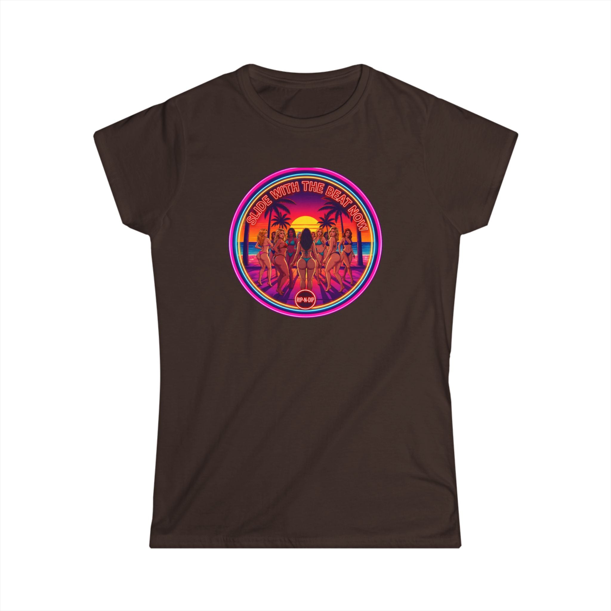Women's Tee - " Slide With The Beat Now " Classic White Softstyle Short Sleeve