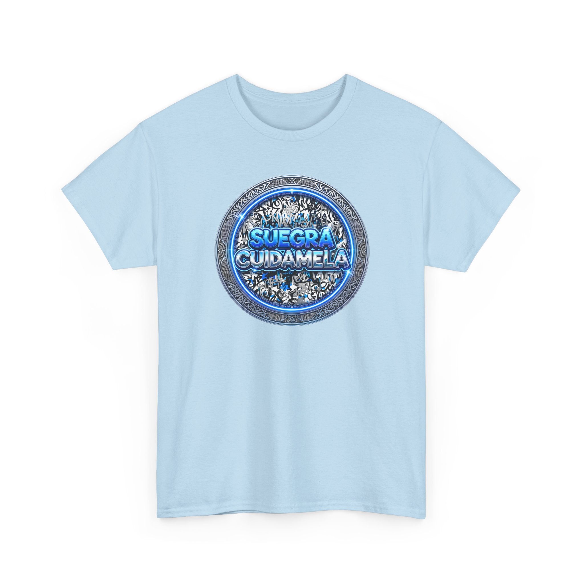 T-Shirt — Suegra Cuídame (Blue Floral Emblem)