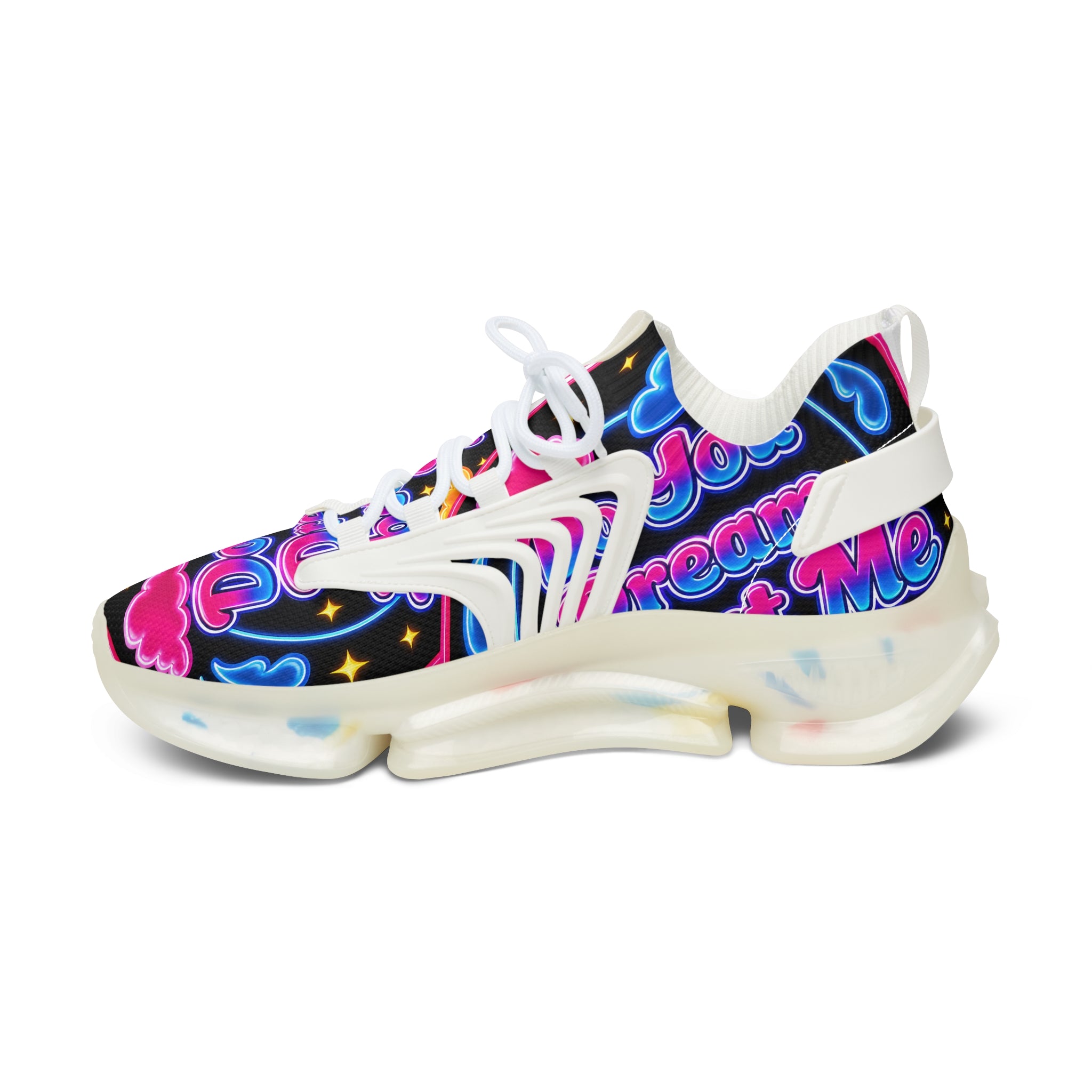Mesh Sneakers — Neon Dream Graphic Women's Athletic Shoes