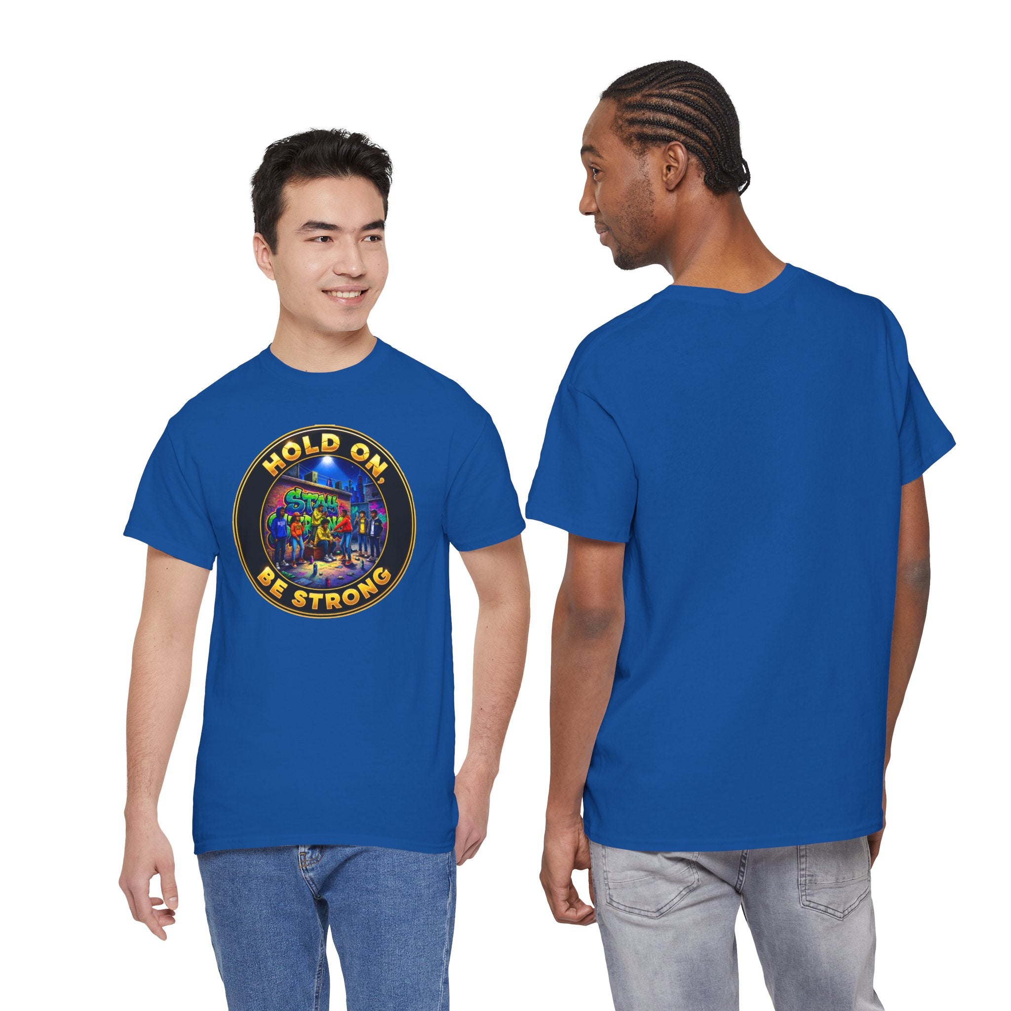 T-Shirt — 'Hold On Be Strong' Inspirational Retro Circle Graphic Tee