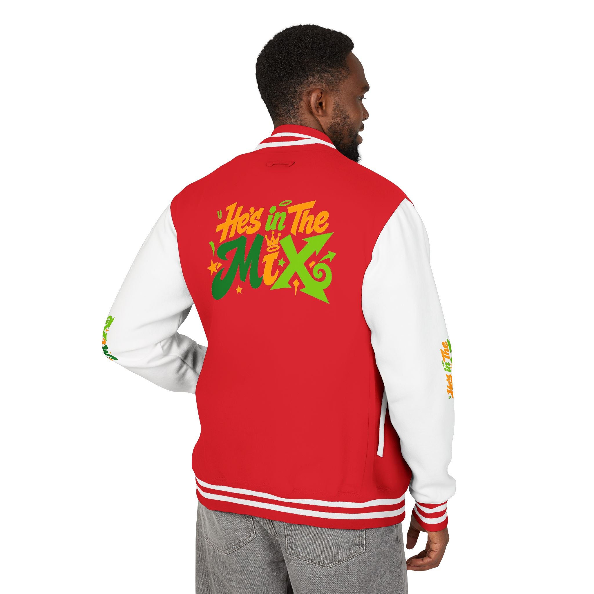 Letterman Jacket - "He's in the Mix" Retro Graffiti Varsity Jacket