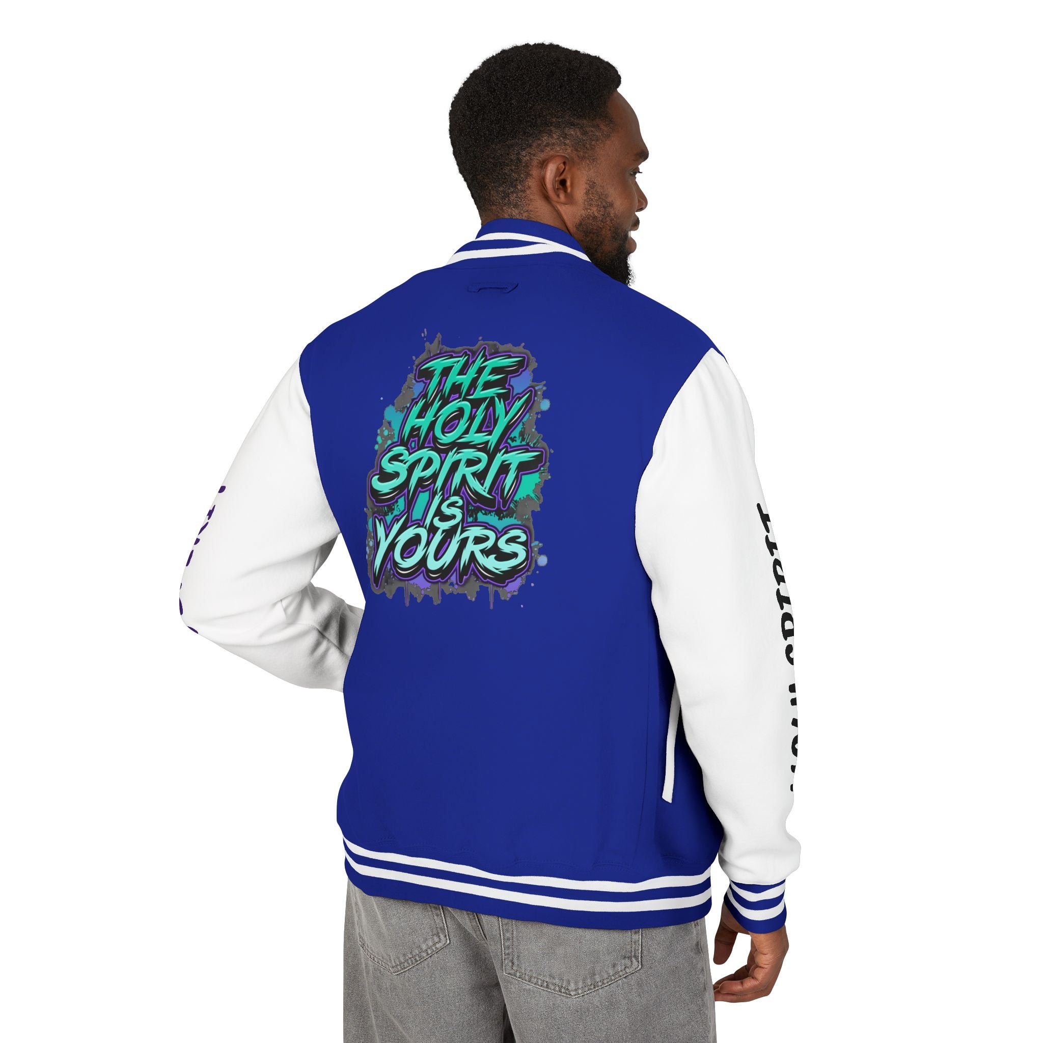 Letterman Jacket — "The Holy Spirit Is Yours" Graphic