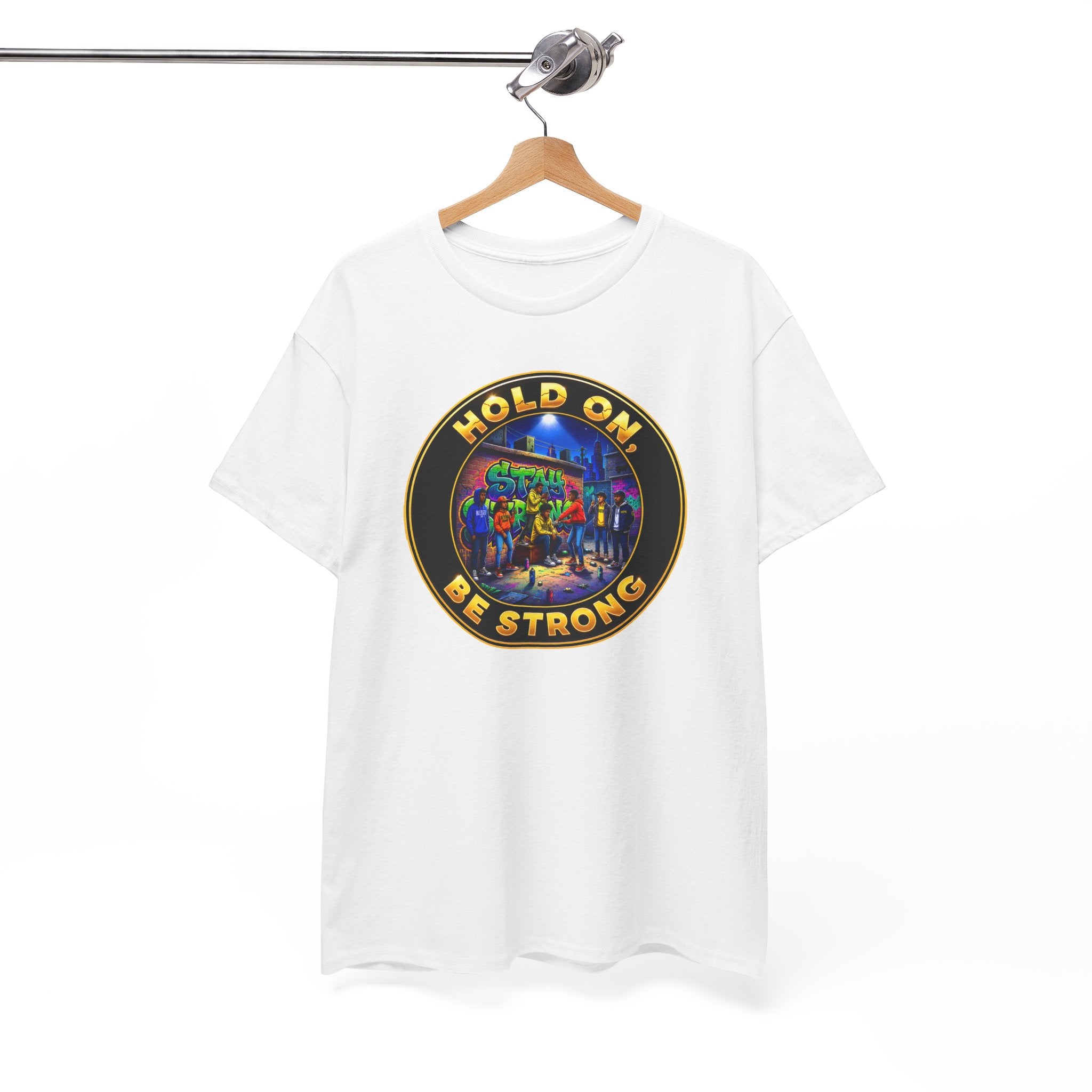 T-Shirt — 'Hold On Be Strong' Inspirational Retro Circle Graphic Tee